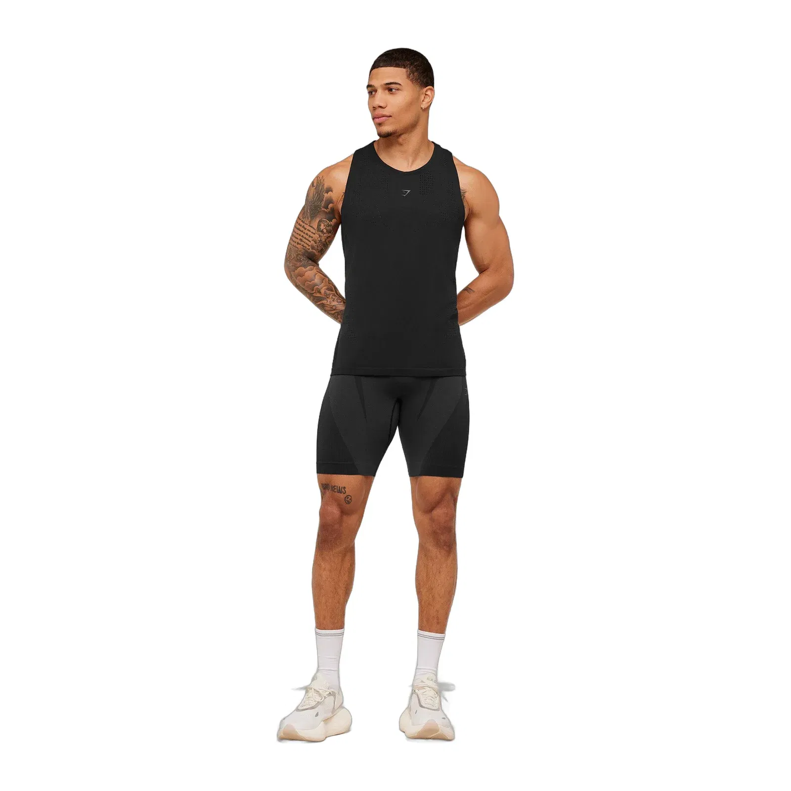 Gymshark Seamless Running Half Tight - Black/Onyx Grey