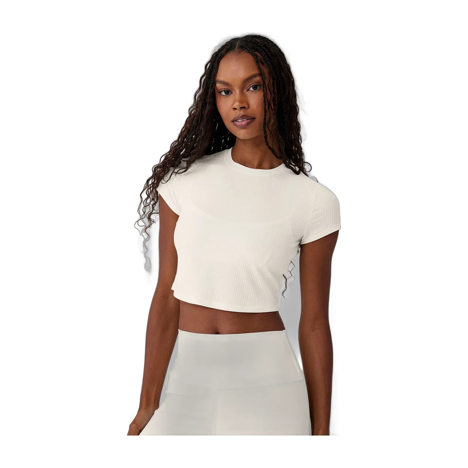 Ribbed Sea Coast Cropped Short Sleeve T-Shirt