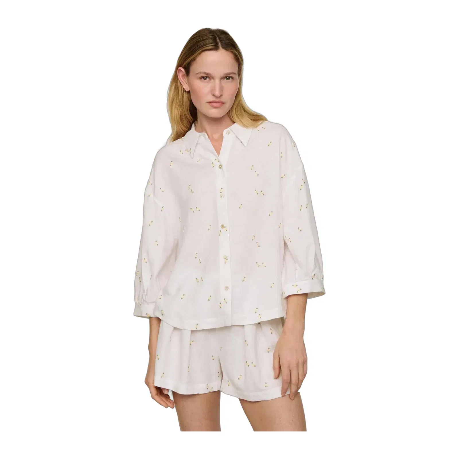 Linen Blend Relaxed Quarter Sleeve Top