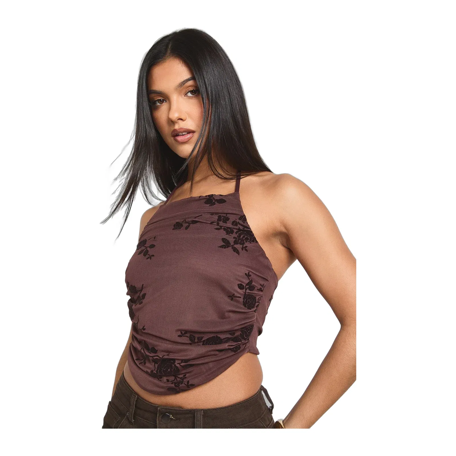 Floral Devoure Gathered Halterneck Top