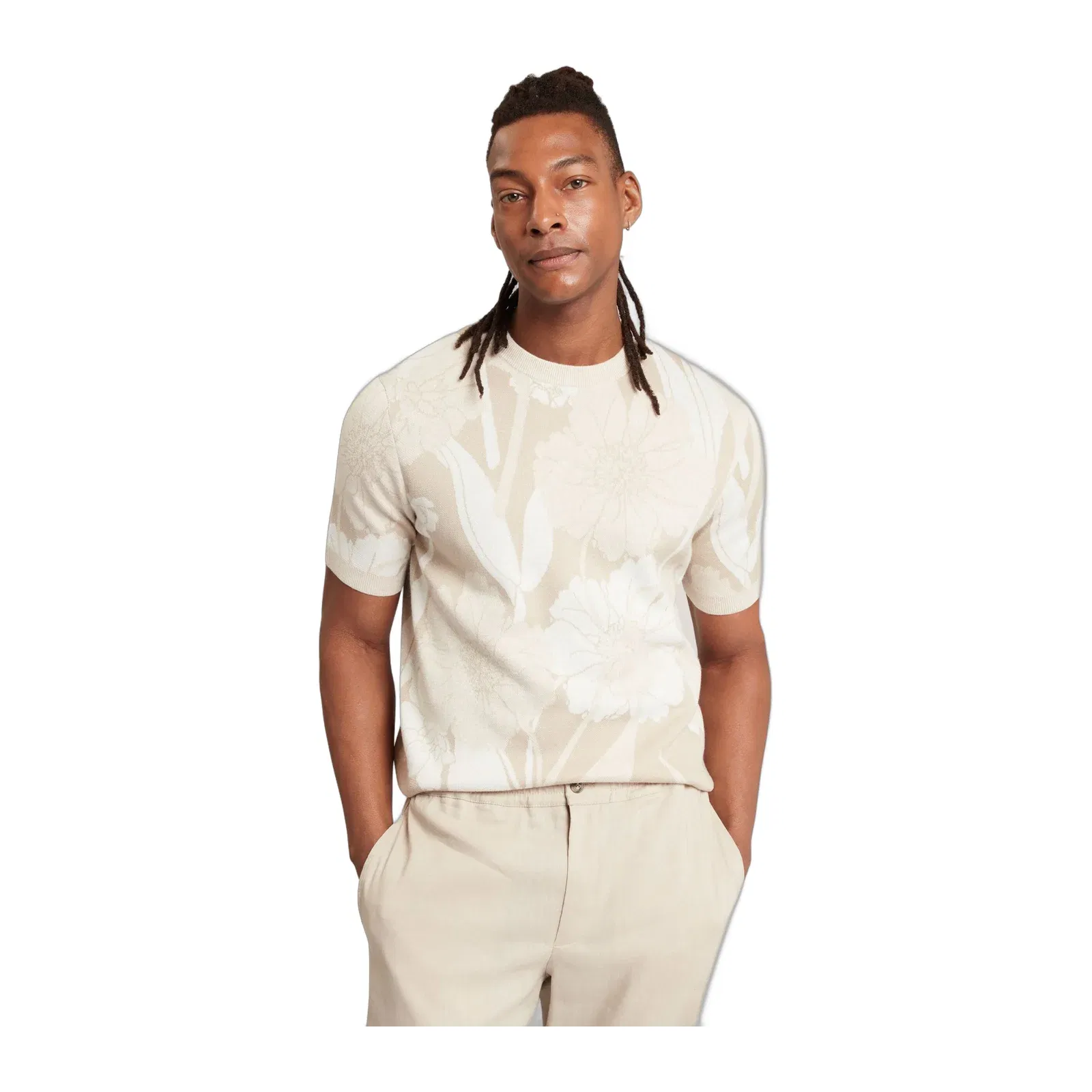 Ted Baker Baryn Jacquard Botanical Wool Blend T-Shirt