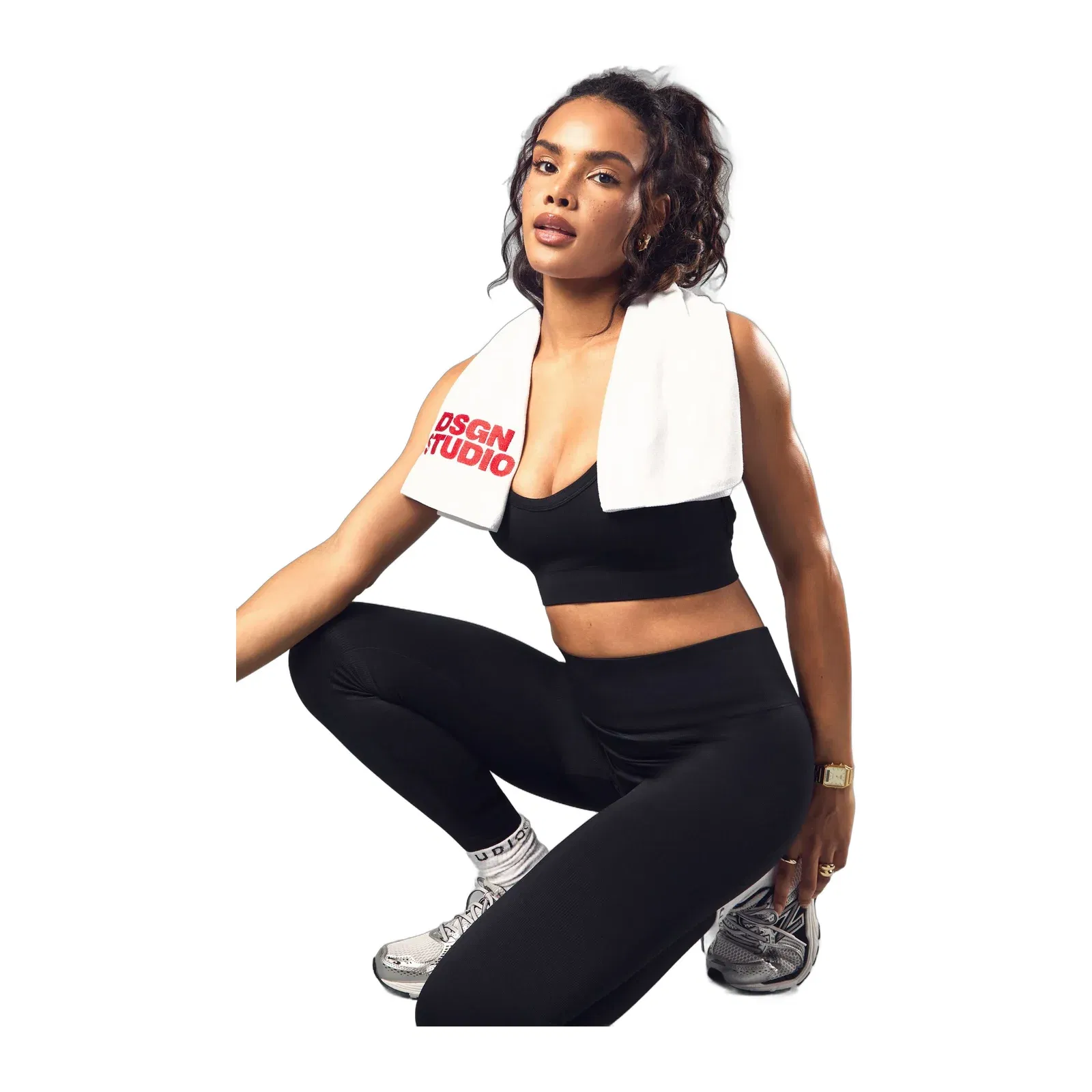 Boohoo Basics Seamless Rib Plunge Cross Back Light Support Sports Bra