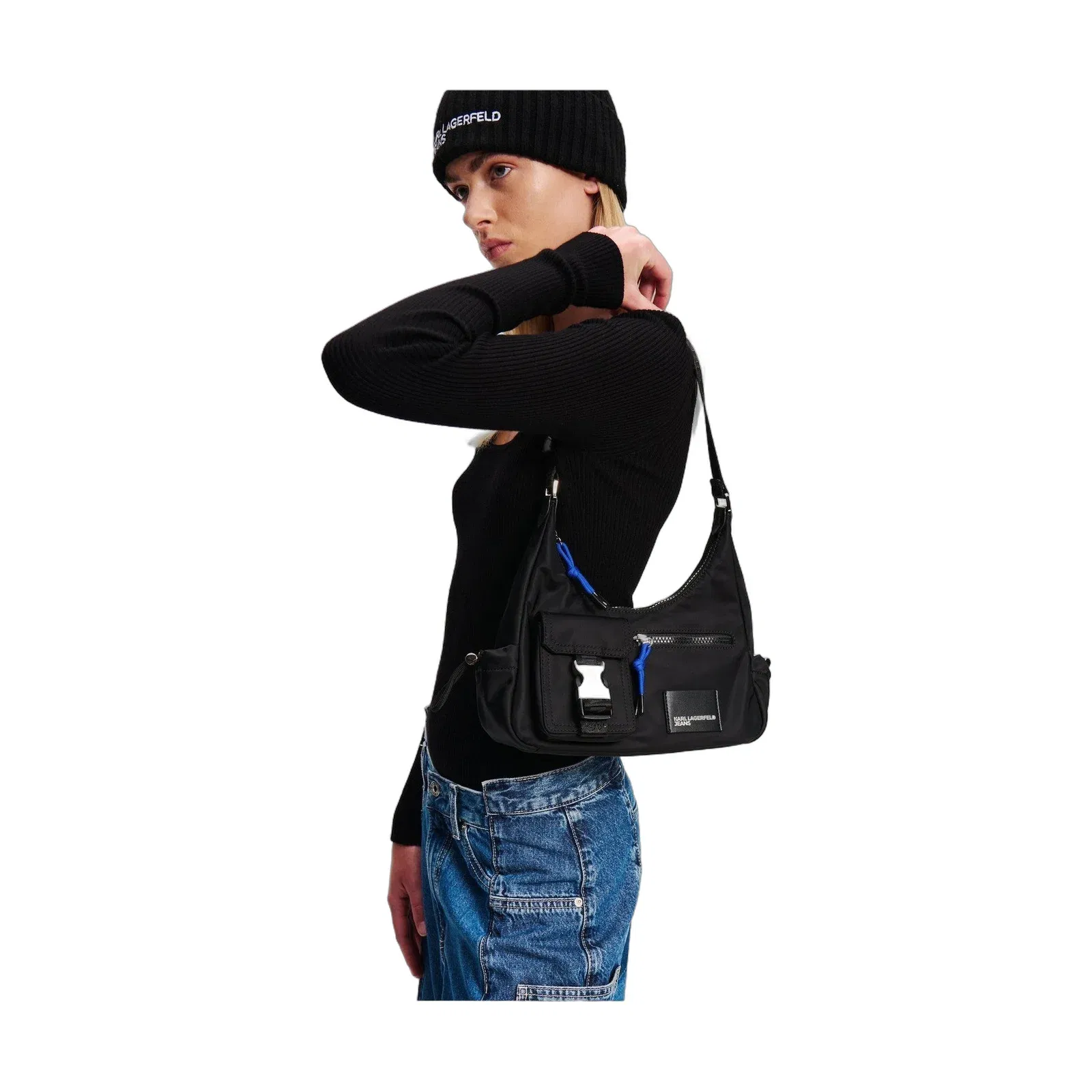 Karl Lagerfeld Street Nylon Shoulder Bag Black