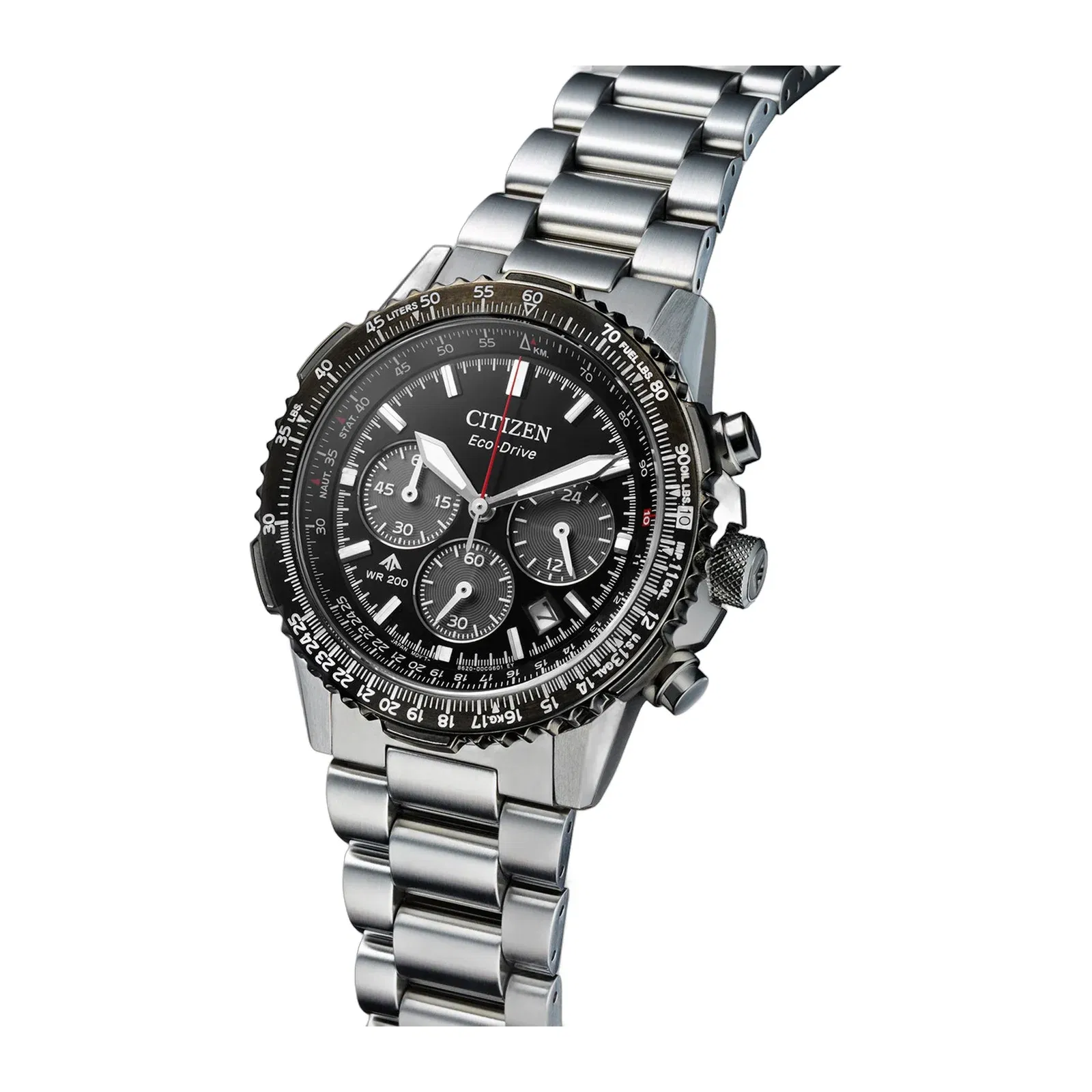Citizen Eco-Drive Men Quartz Black Dial Chronograph Stainless Steel Watch Ca4664-60E