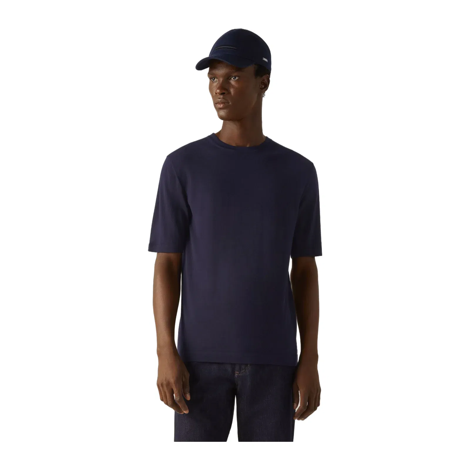 Zegna Navy Blue Wool T-Shirt