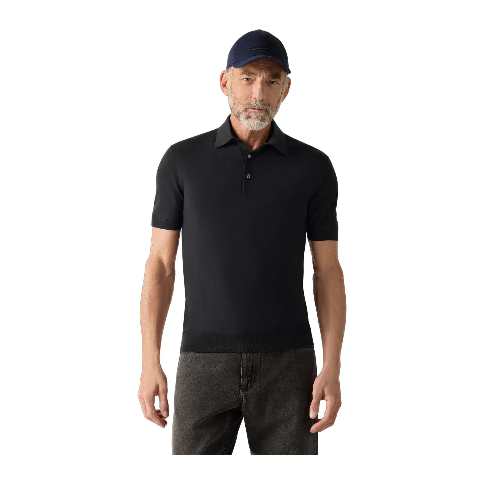 Zegna Black Wool Polo Shirt