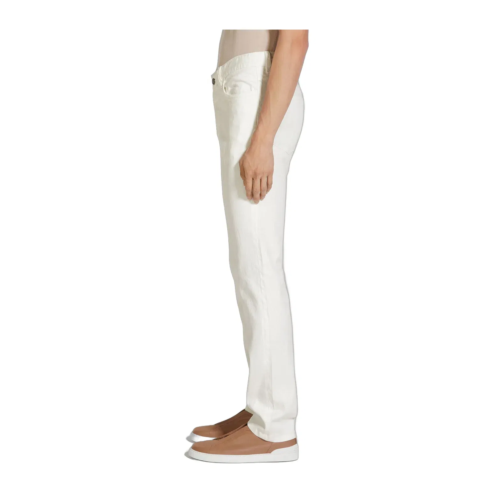 Zegna White Stretch Linen And Cotton Roccia Jeans