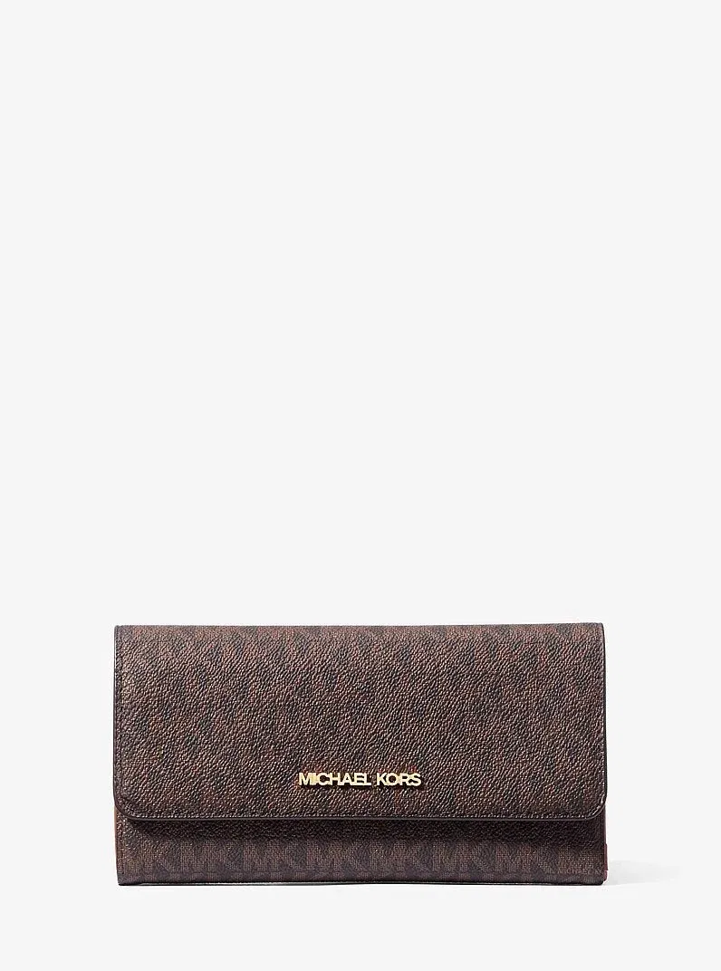 Michael Kors Jet Set Large Logo Trifold Wallet Brown