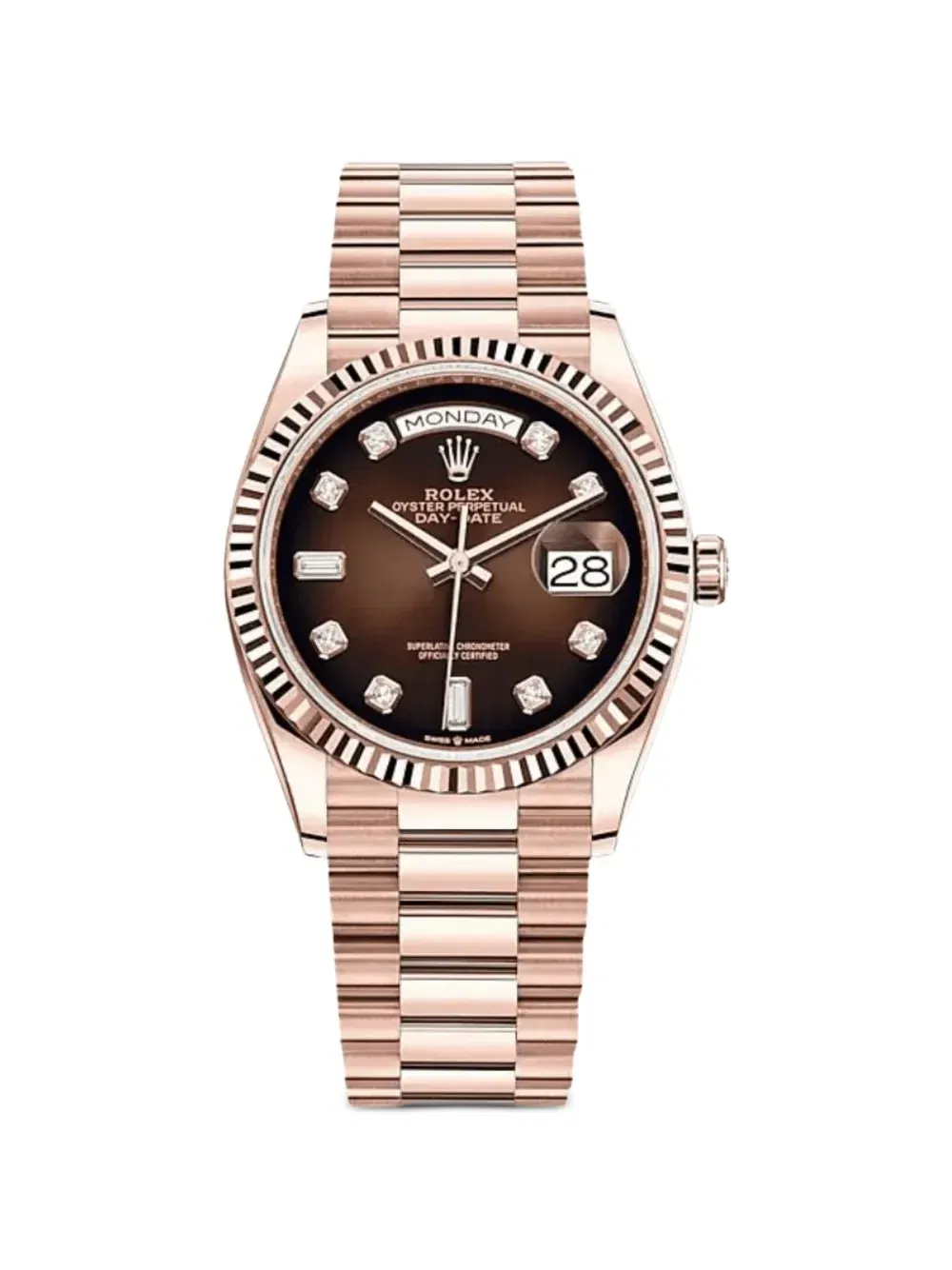 Rolex Day Date 36 128235-0063 Rose Gold Presidential Bracelet Emoji Puzzle Dial 36mm Unisex Watch