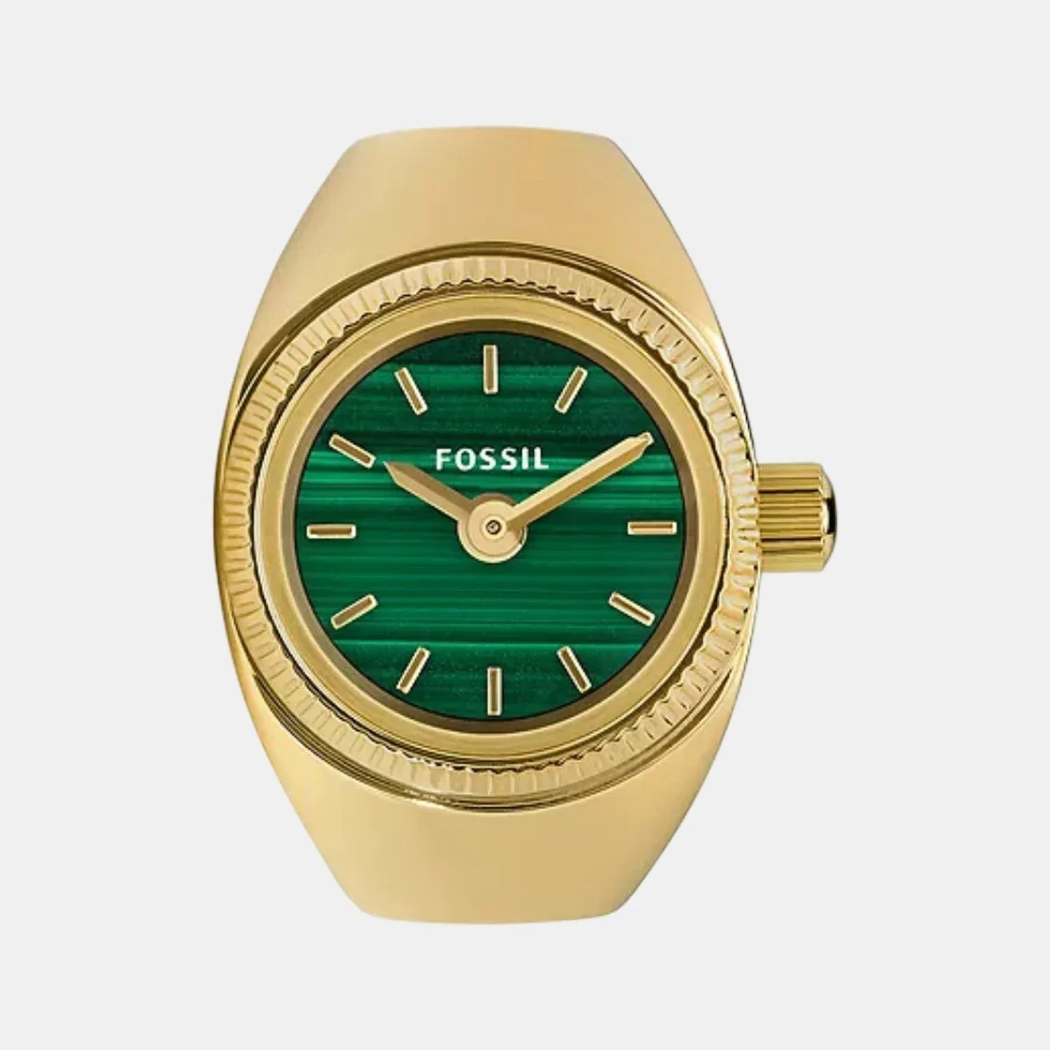 Fossil Ring Two-Hand Green Dial Gold-Tone Stainless Steel Watch