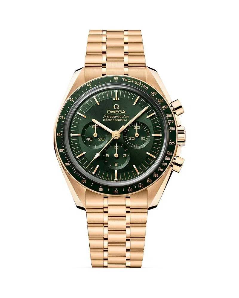 Omega Speedmaster Moonwatch Professional Green Dial Moonshine Gold Strap Watch - 310.60.42.50.10.001