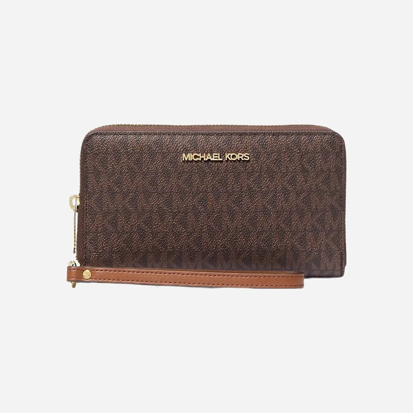 Michael Kors Jet Set Signature Logo Smartphone Wristlet Brown