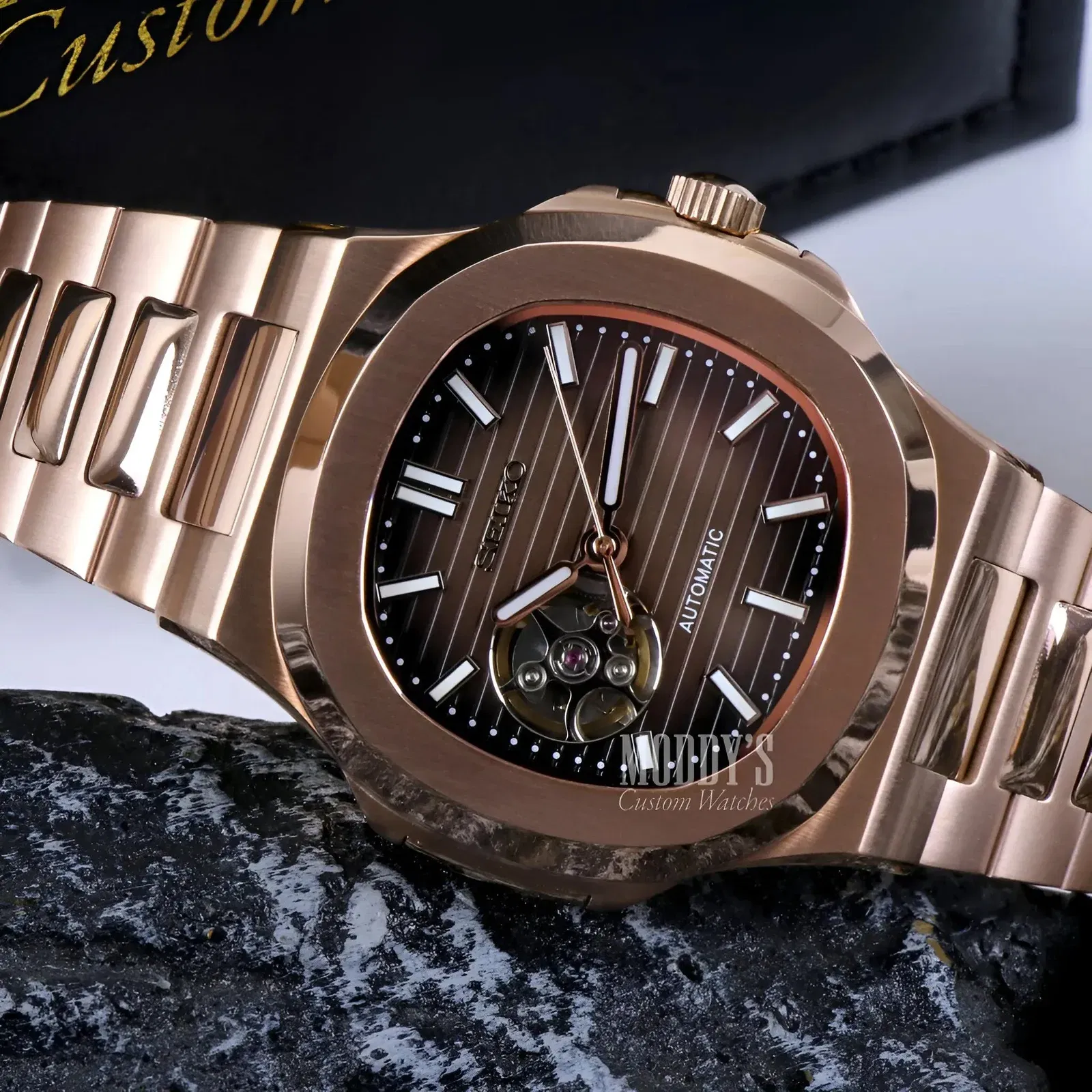 Nautiko Rose Gold Chocolate Open Heart