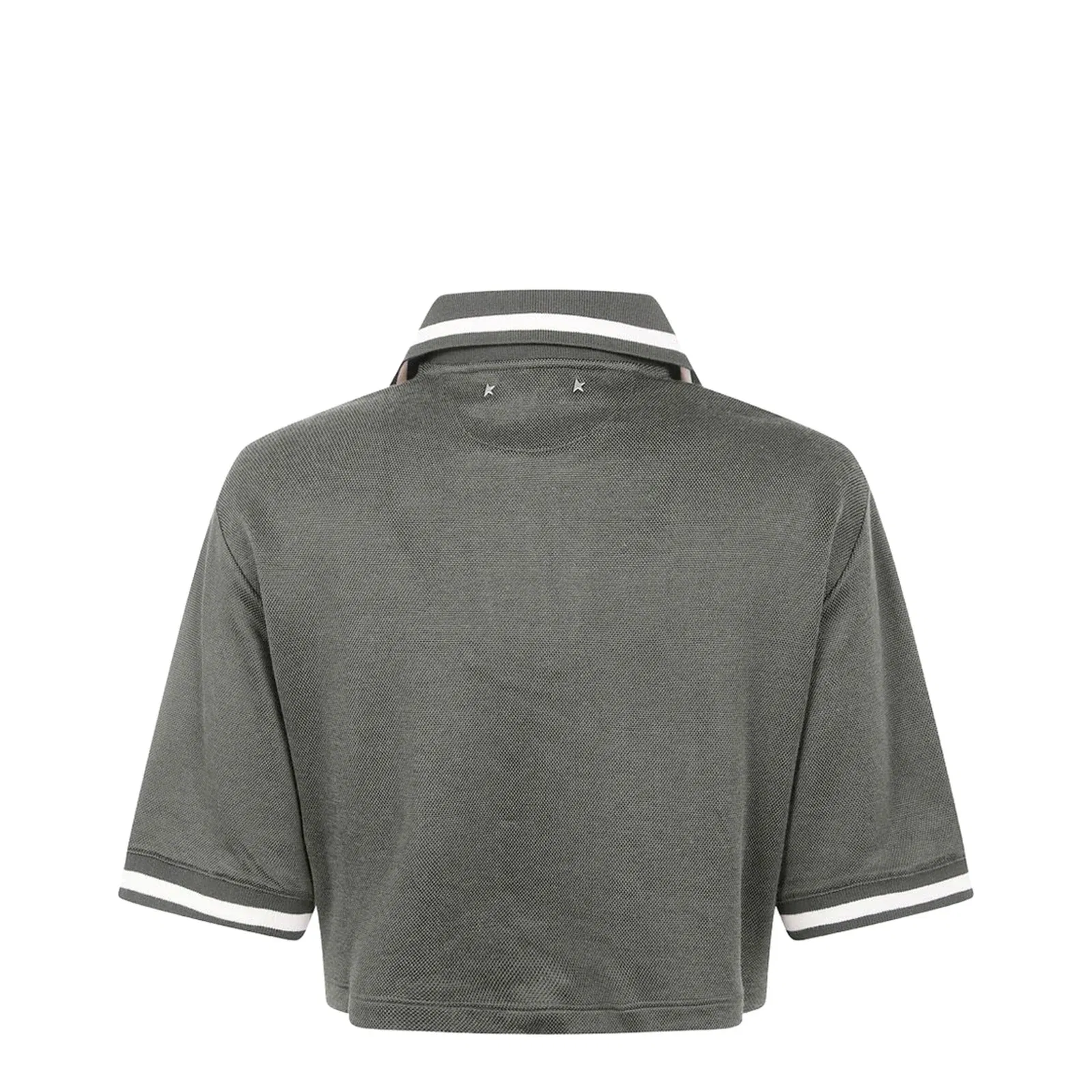 Green Shorts Sleeves Polo Collar Cropped Top