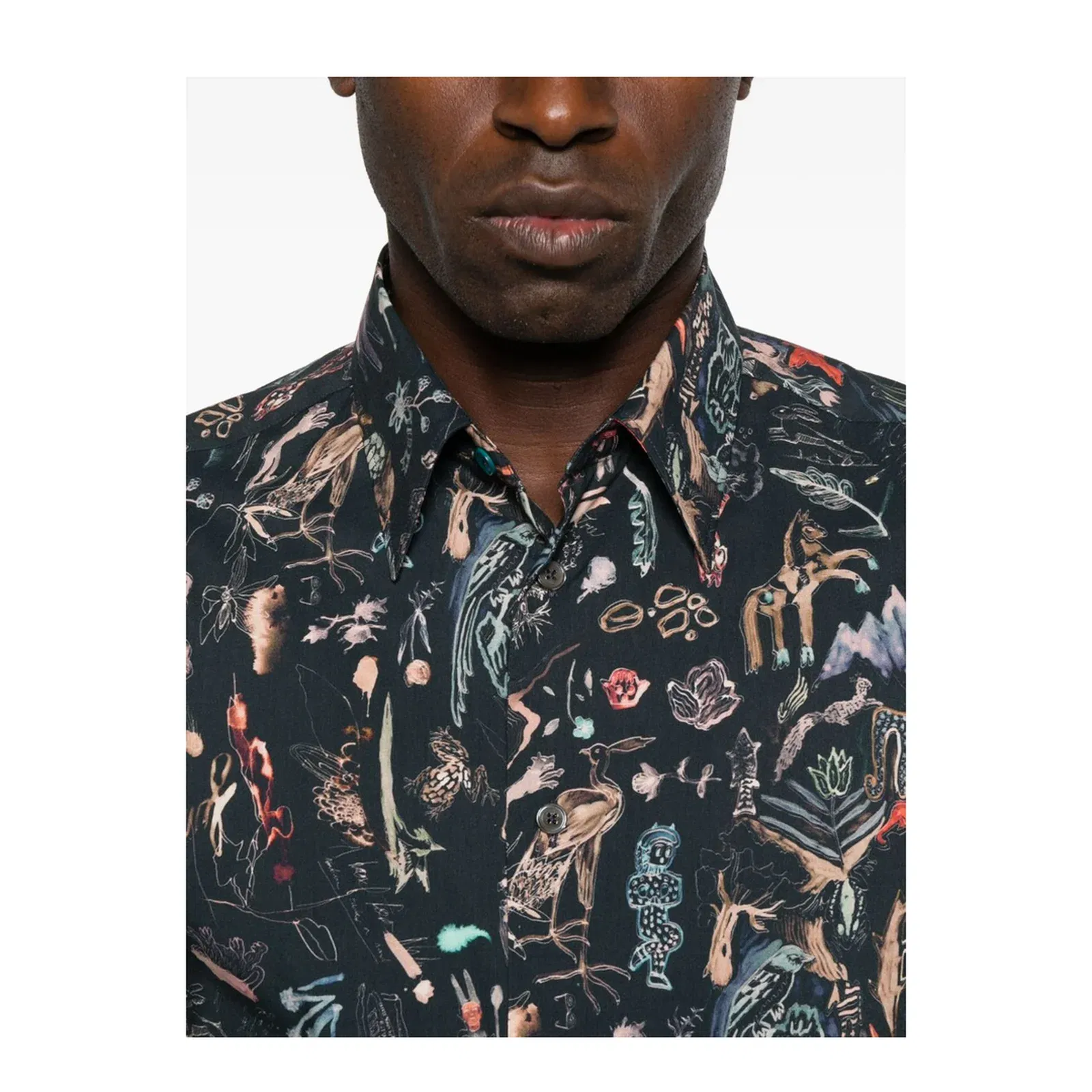 Blue Shirt Long-Sleeve Animal Print