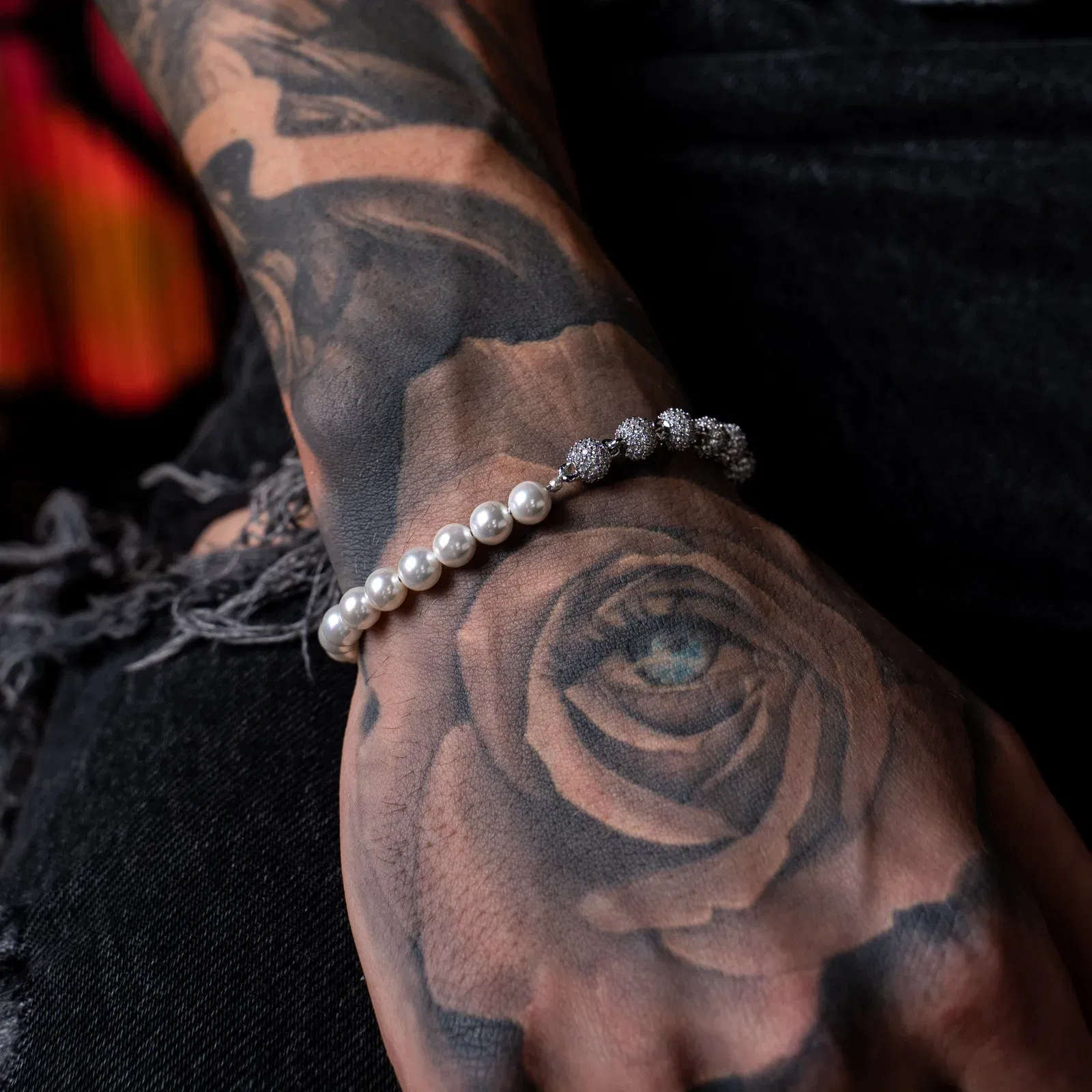 Diamond Pearl Bracelet in White Gold