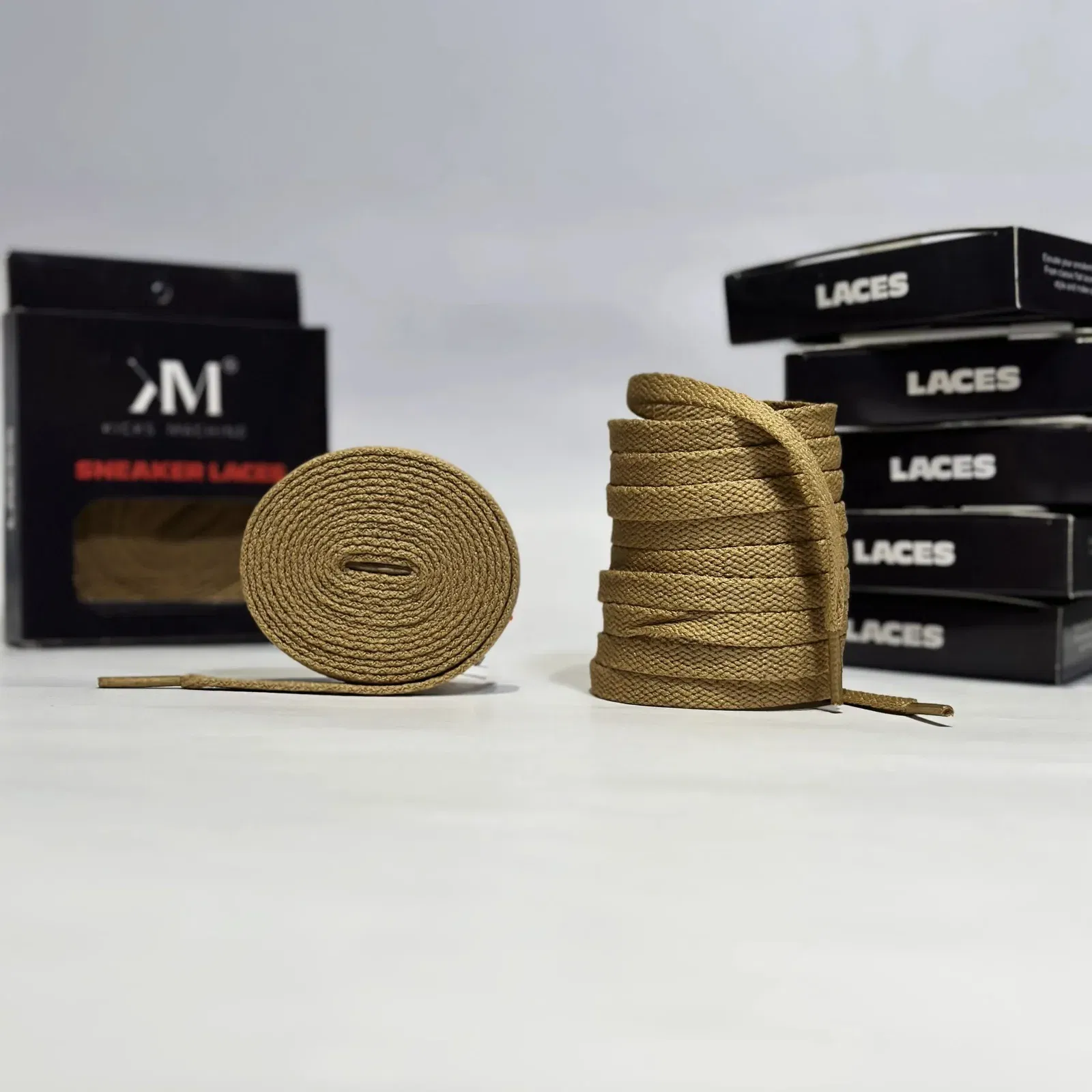 Flat Sneaker Laces- Light Bown Jordan laces AJ1 Laces Kicks Machine
