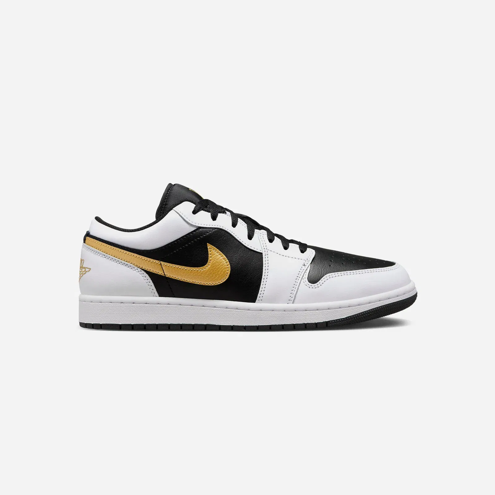Jordan 1 Low White Black Metallic Gold Swoosh