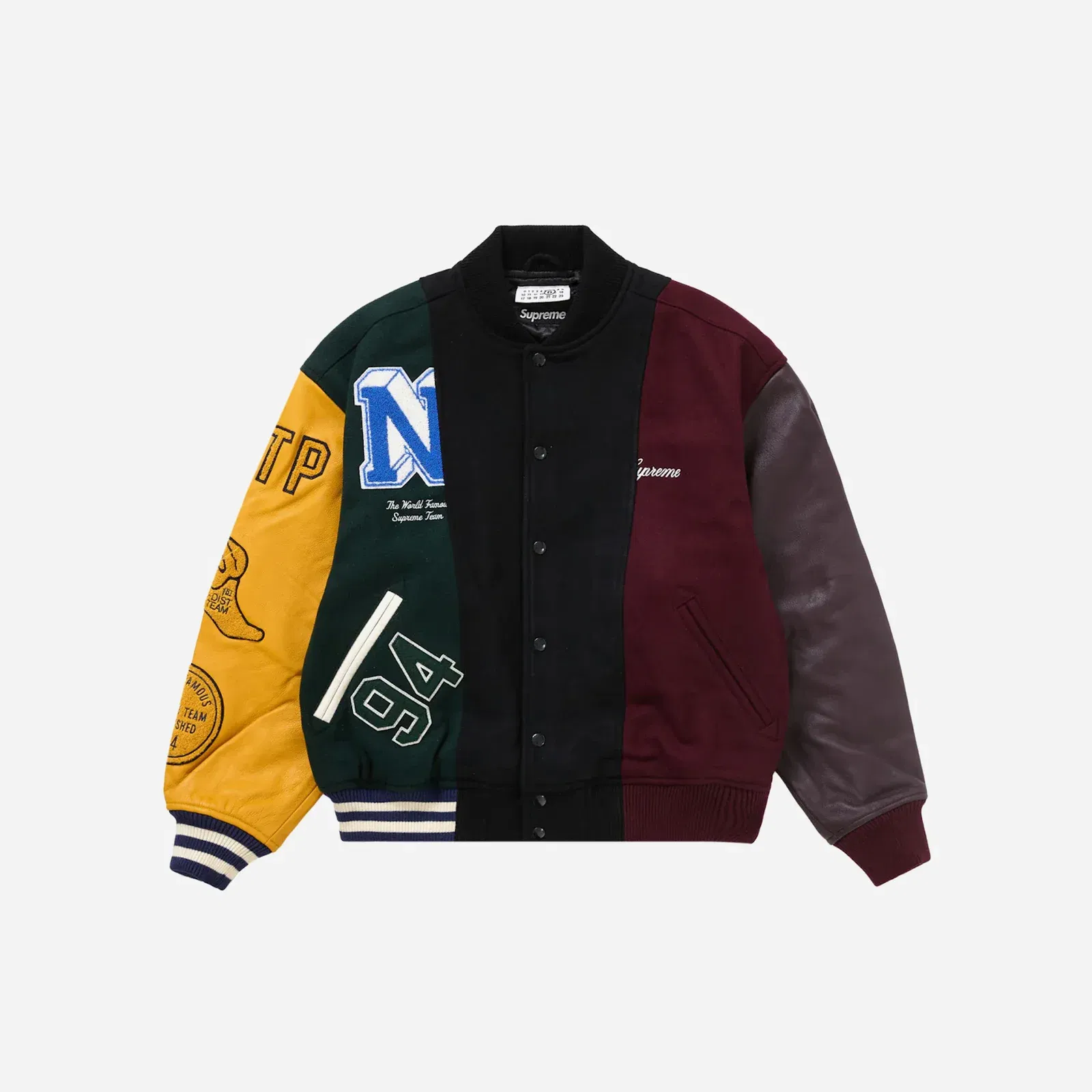 Supreme Mm6 Maison Margiela Split Varsity Jacket Multicolor