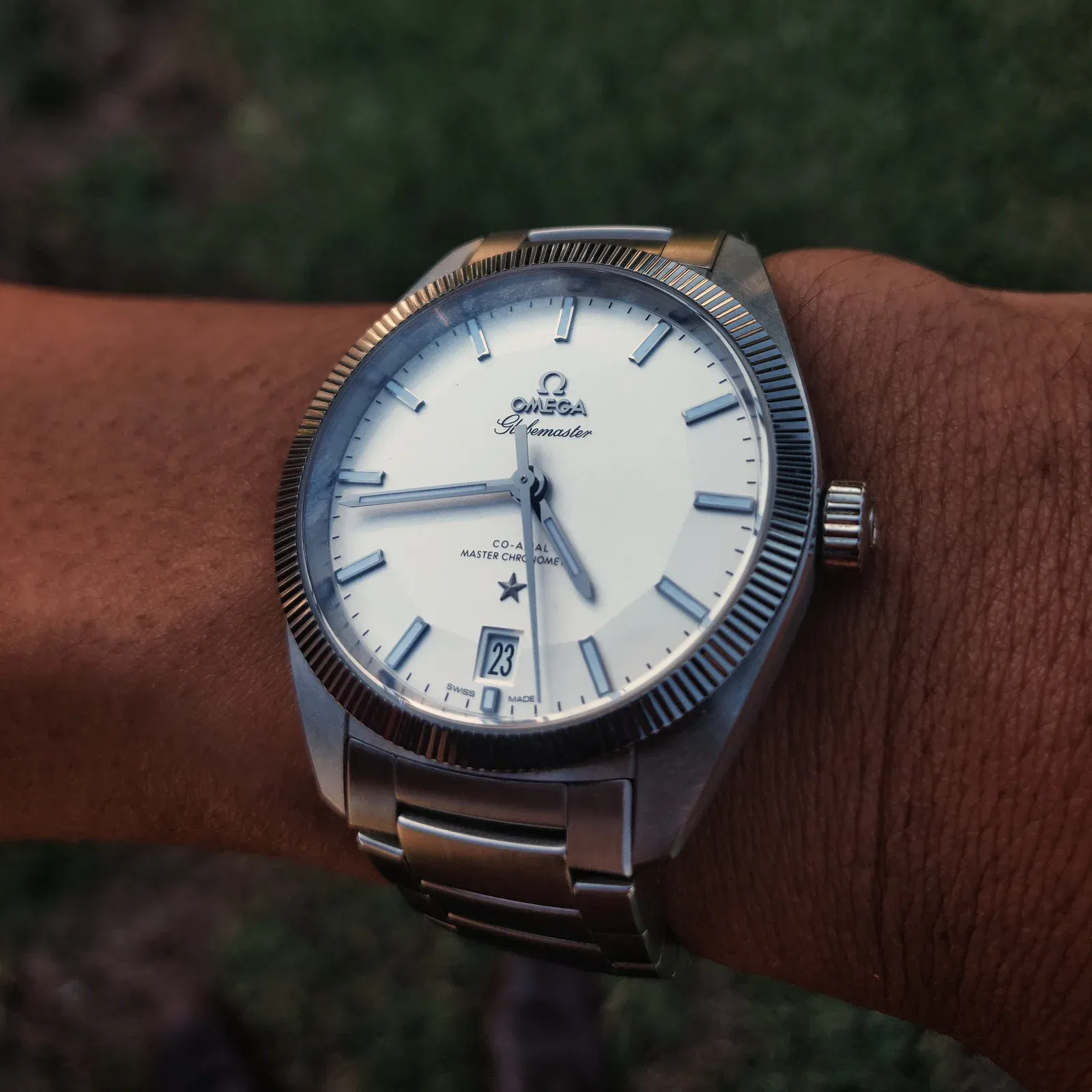Omega Constellation Globemaster Silver Brown