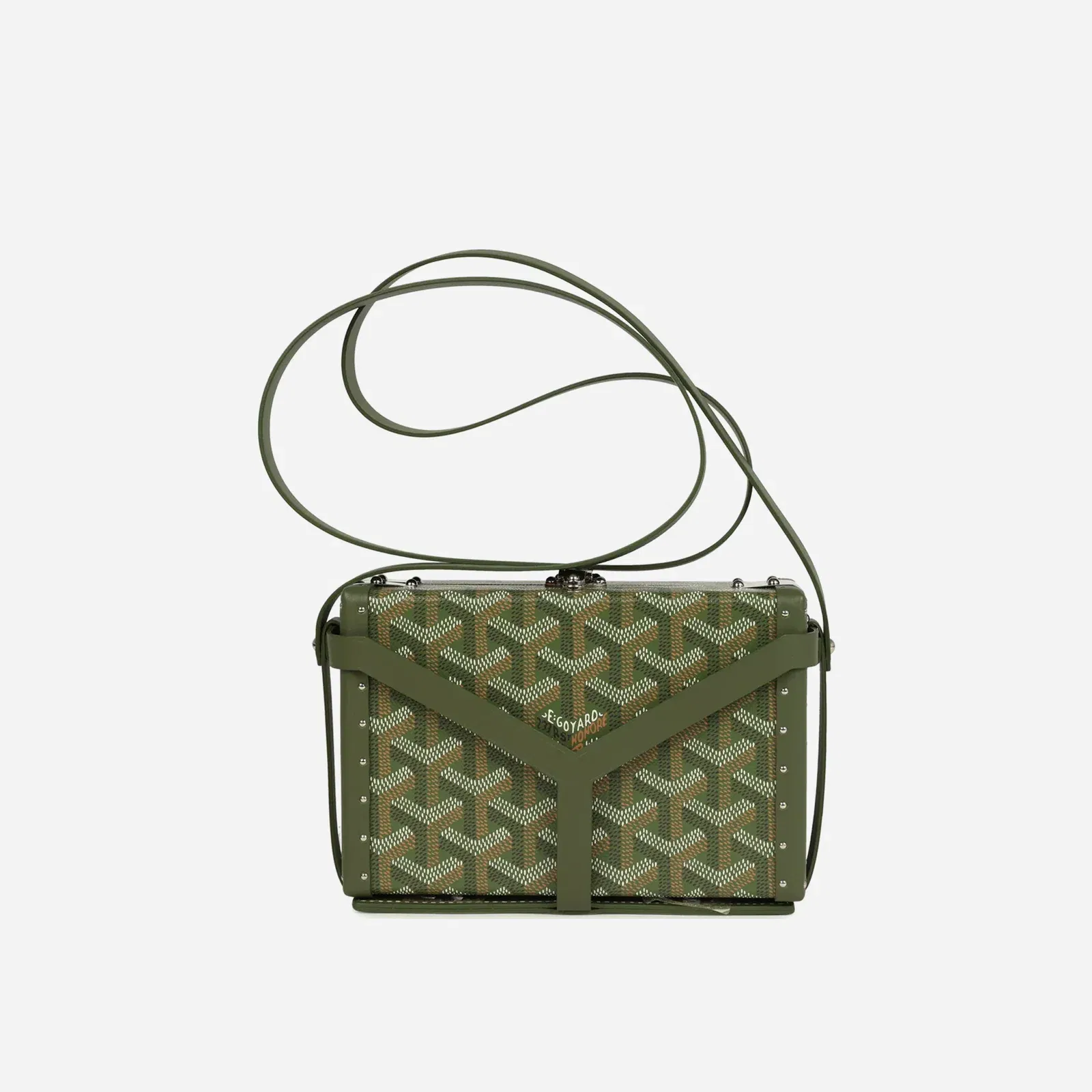 Goyard Goyardine Canvas Khaki Minaudiere Trunk Bag Palladium Hardware