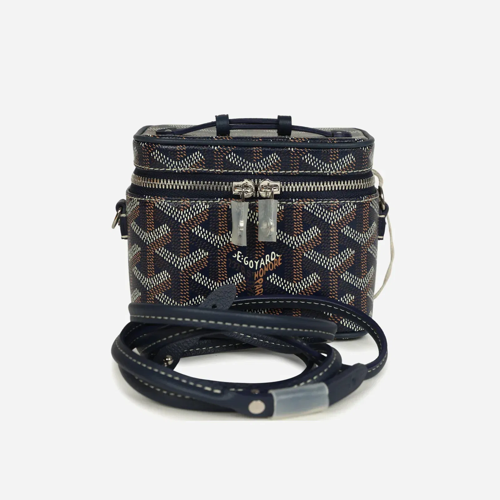 Goyard Goyardine Canvas Navy Blue Nano Muse Vanity Bag Palladium Hardware