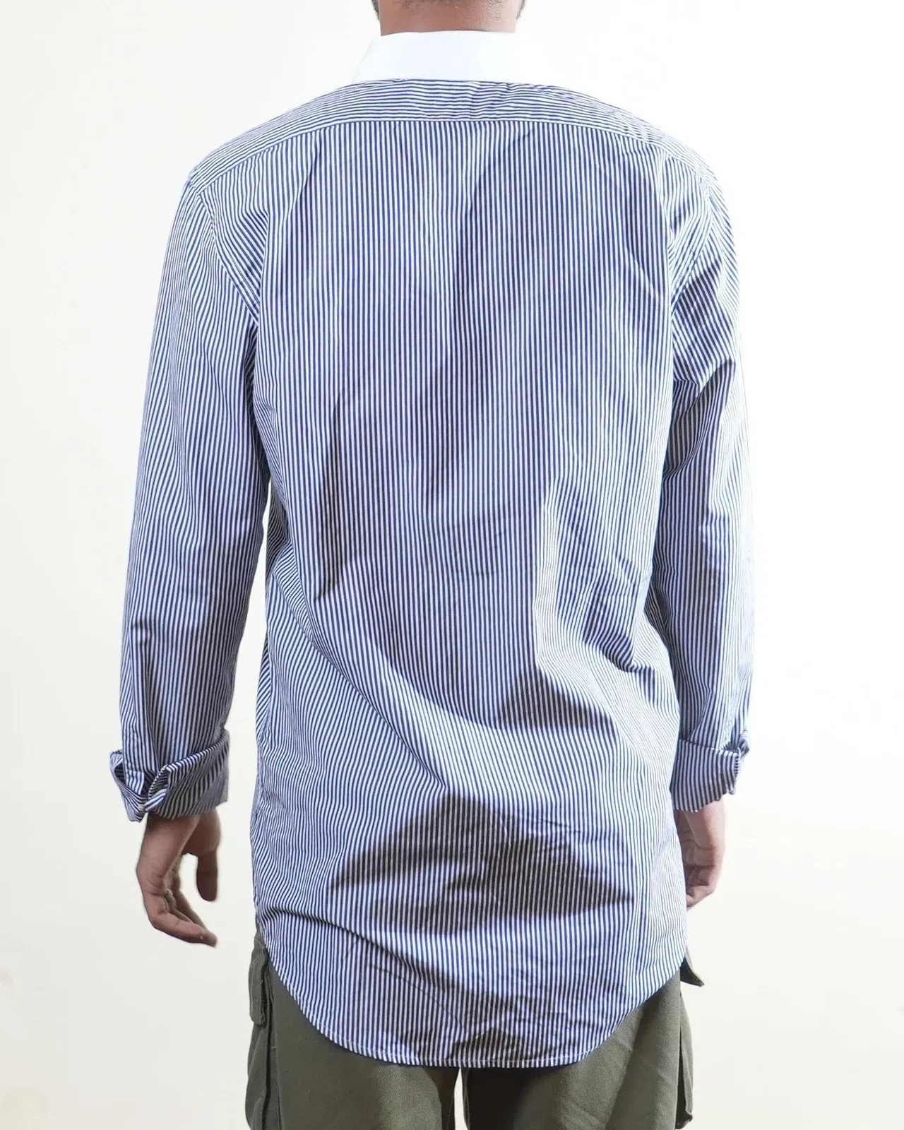 The Emperor Blue White Striped Formal Shirt (M)
