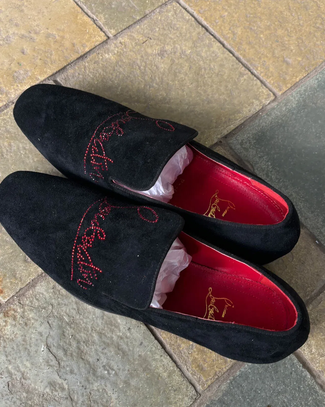 Christian Louboutin Black Dandelion Strass Loafers (UK 12)