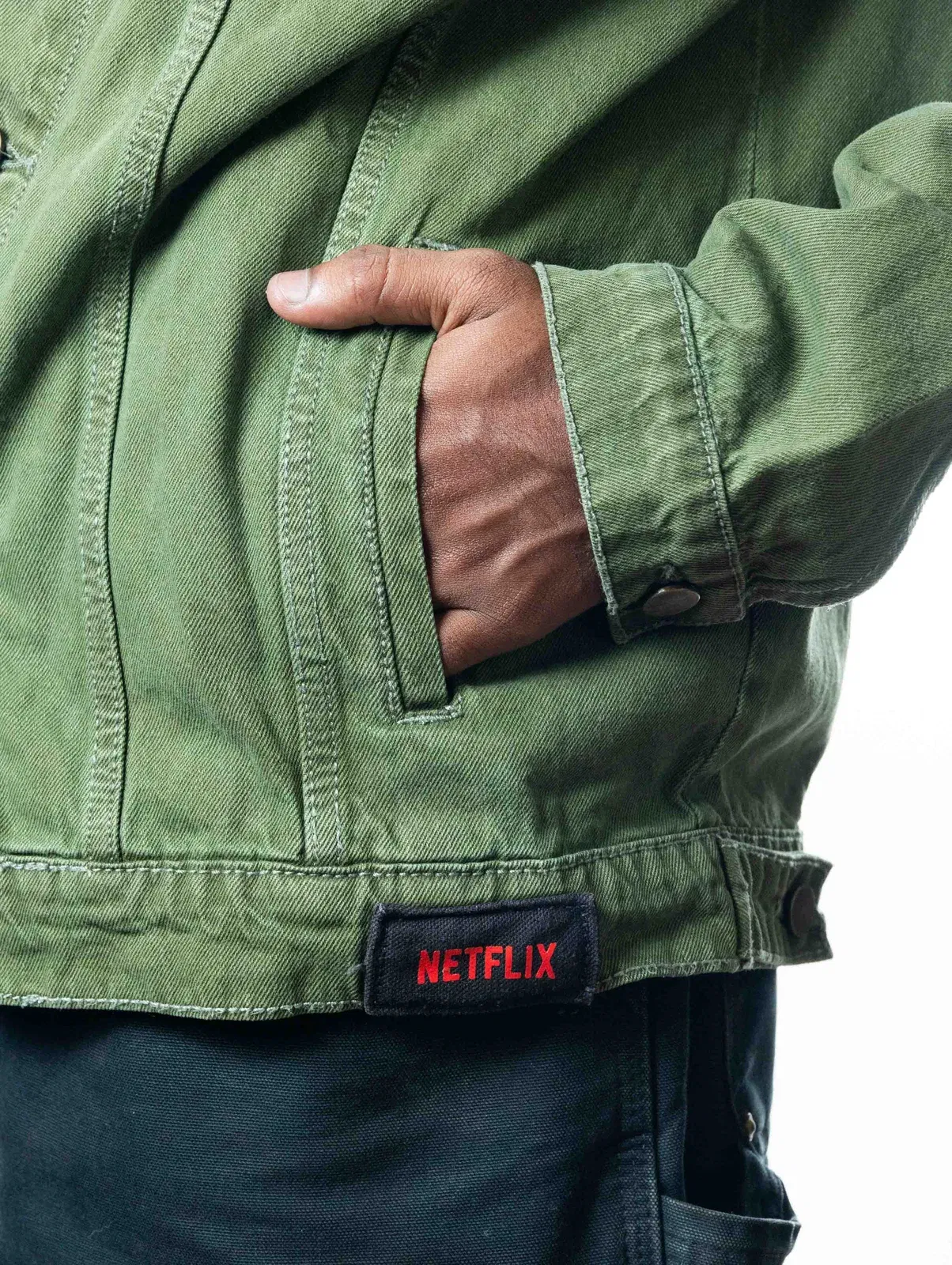 Creative Ideas Netflix Green Denim Jacket (L)