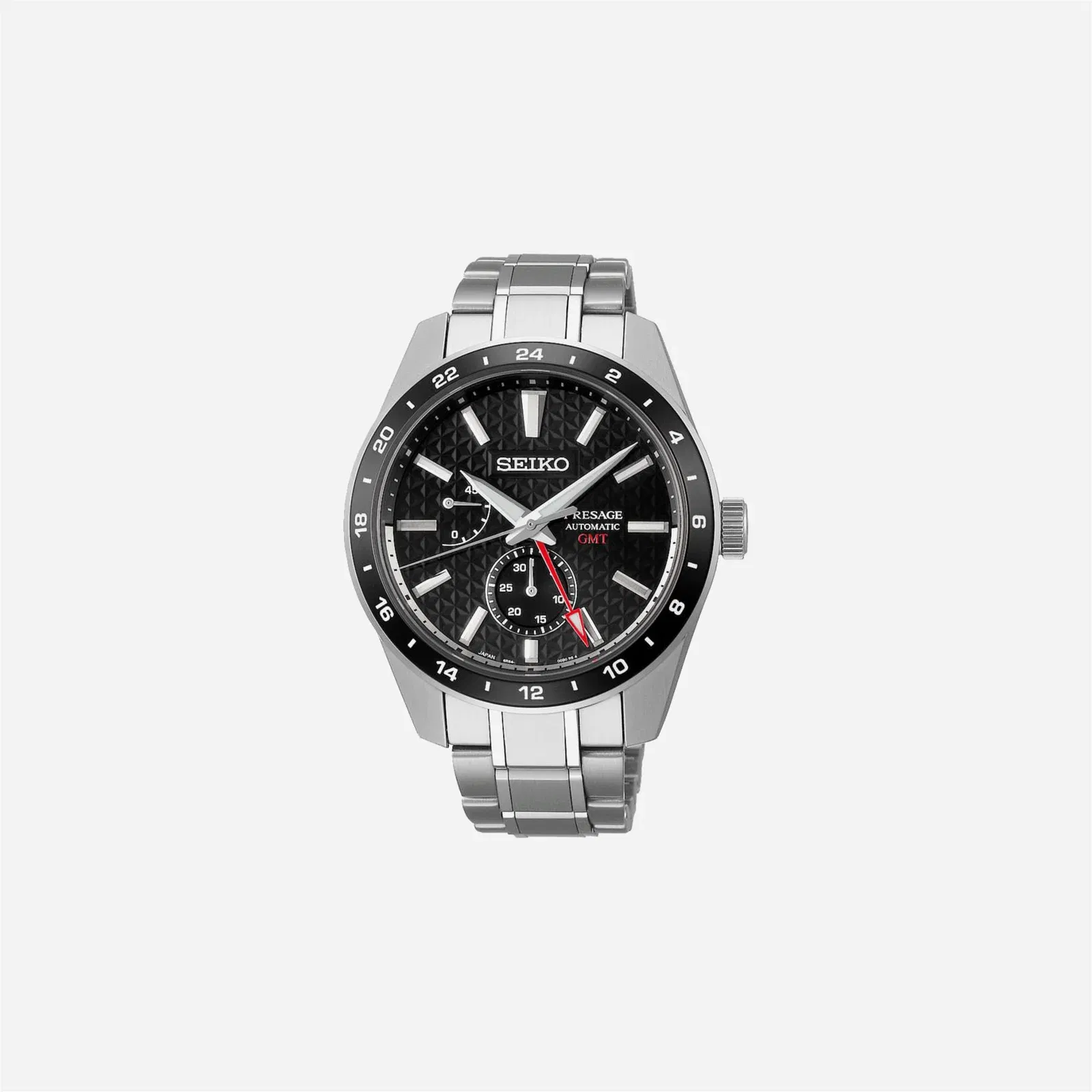 Seiko Presage Sharp Edged Series GMT Black Dial Stainless Steel Watch - SPB221J1