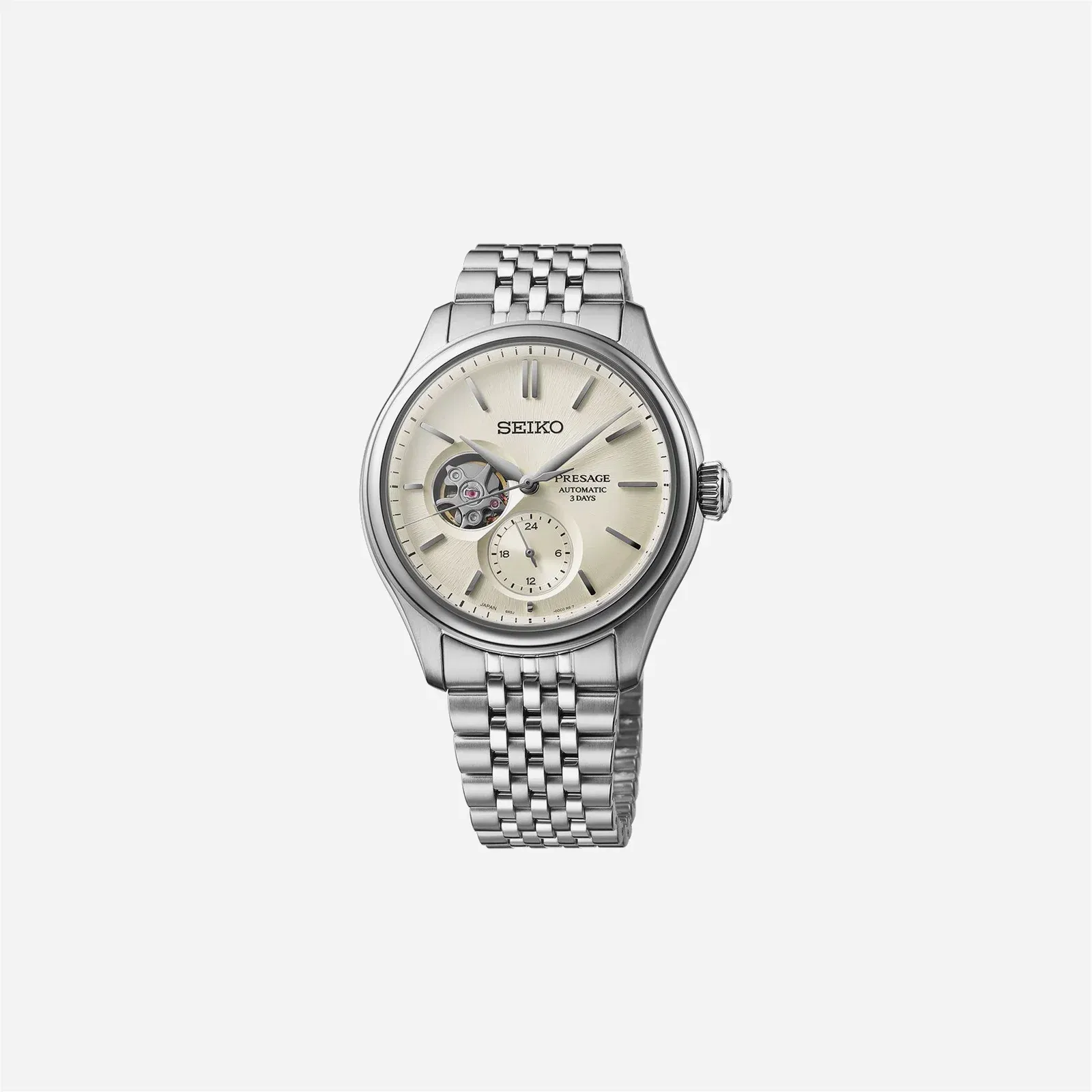 Seiko Presage Classic Series Shiro-iro Open heart Leaf Dial Stainless Steel Watch - SPB469J1