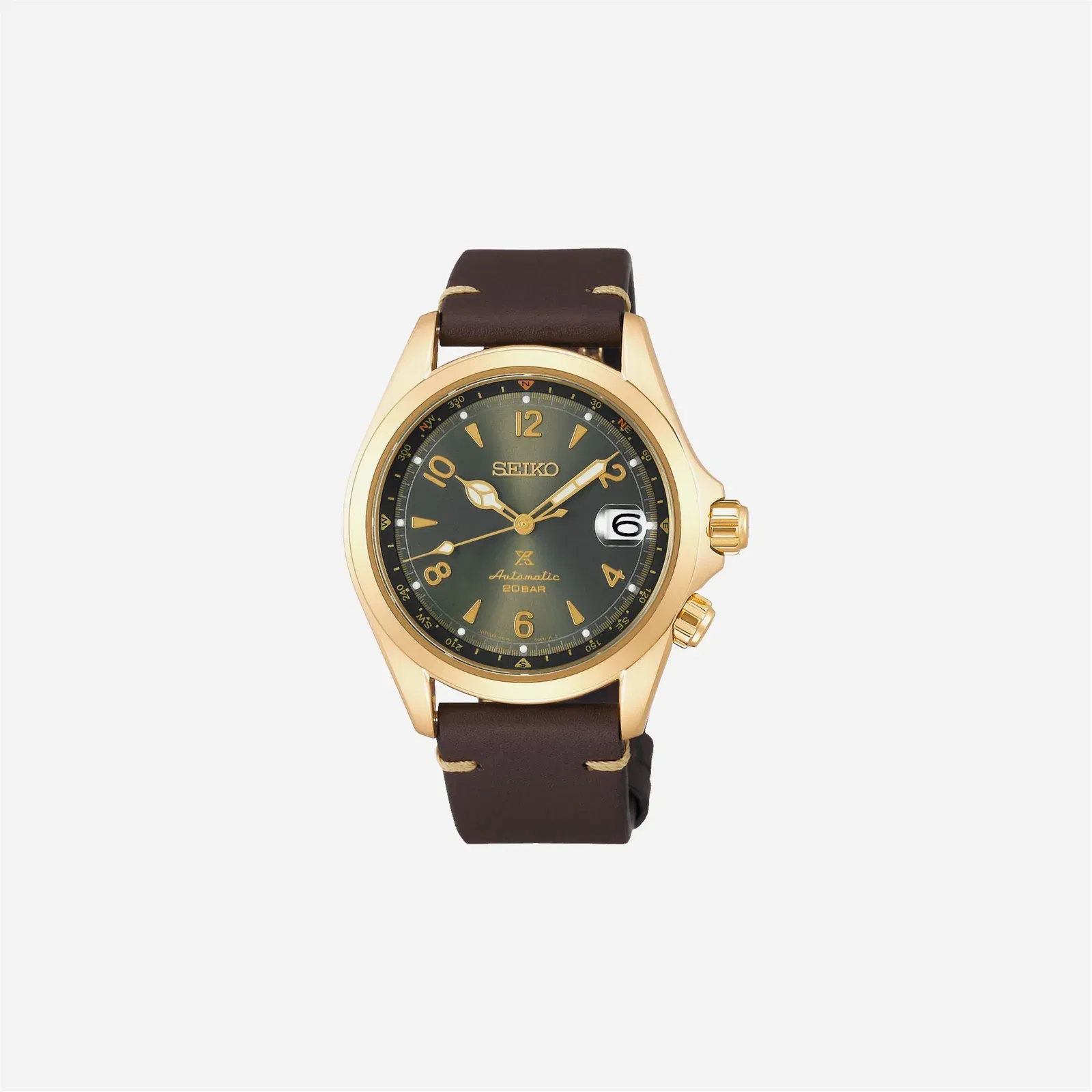 Seiko Prospex Alpinist Land Series Green Dial Leather Strap Watch - SPB210J1