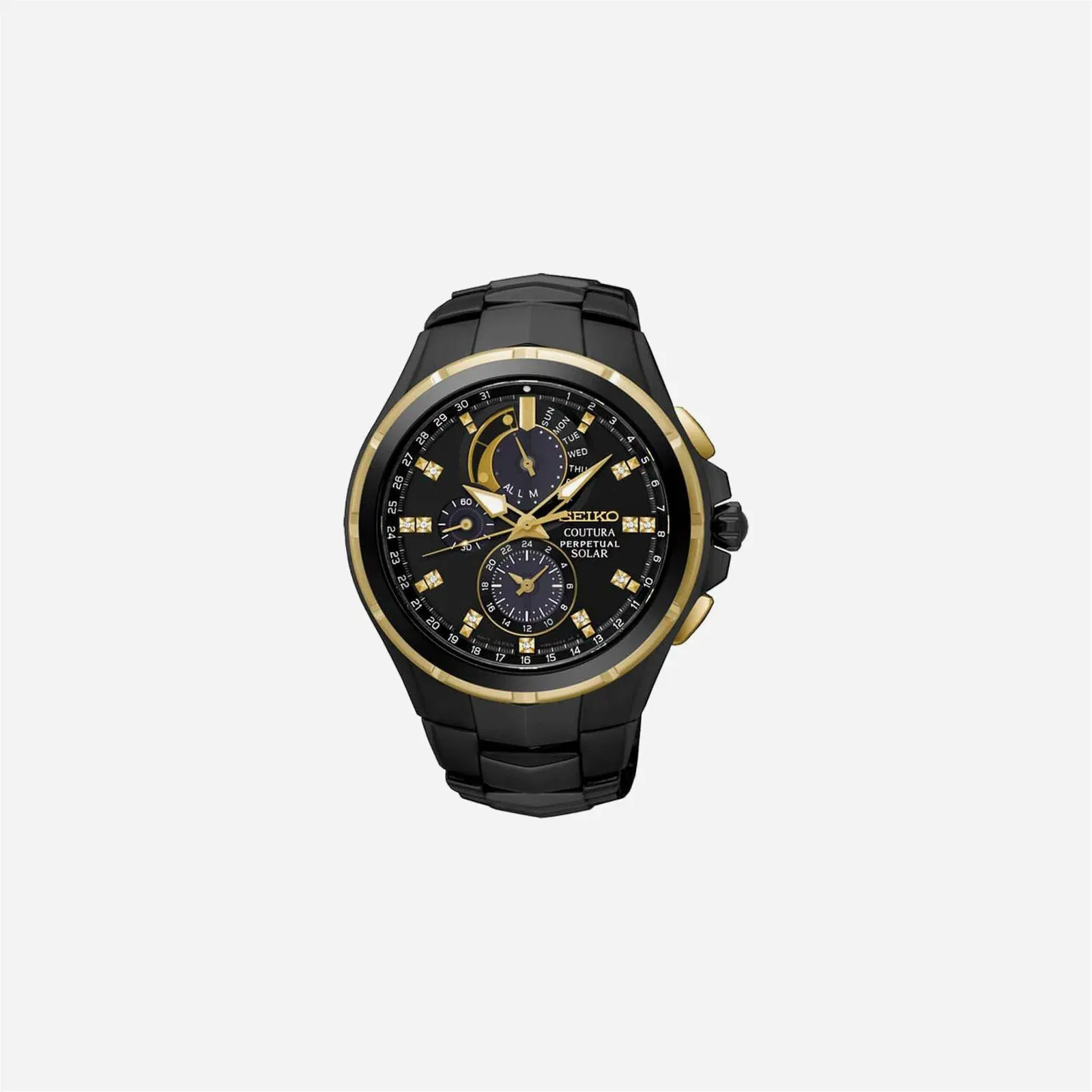 Seiko Coutura Black Dial Stainless Steel Watch Black PVD - SSC573P1
