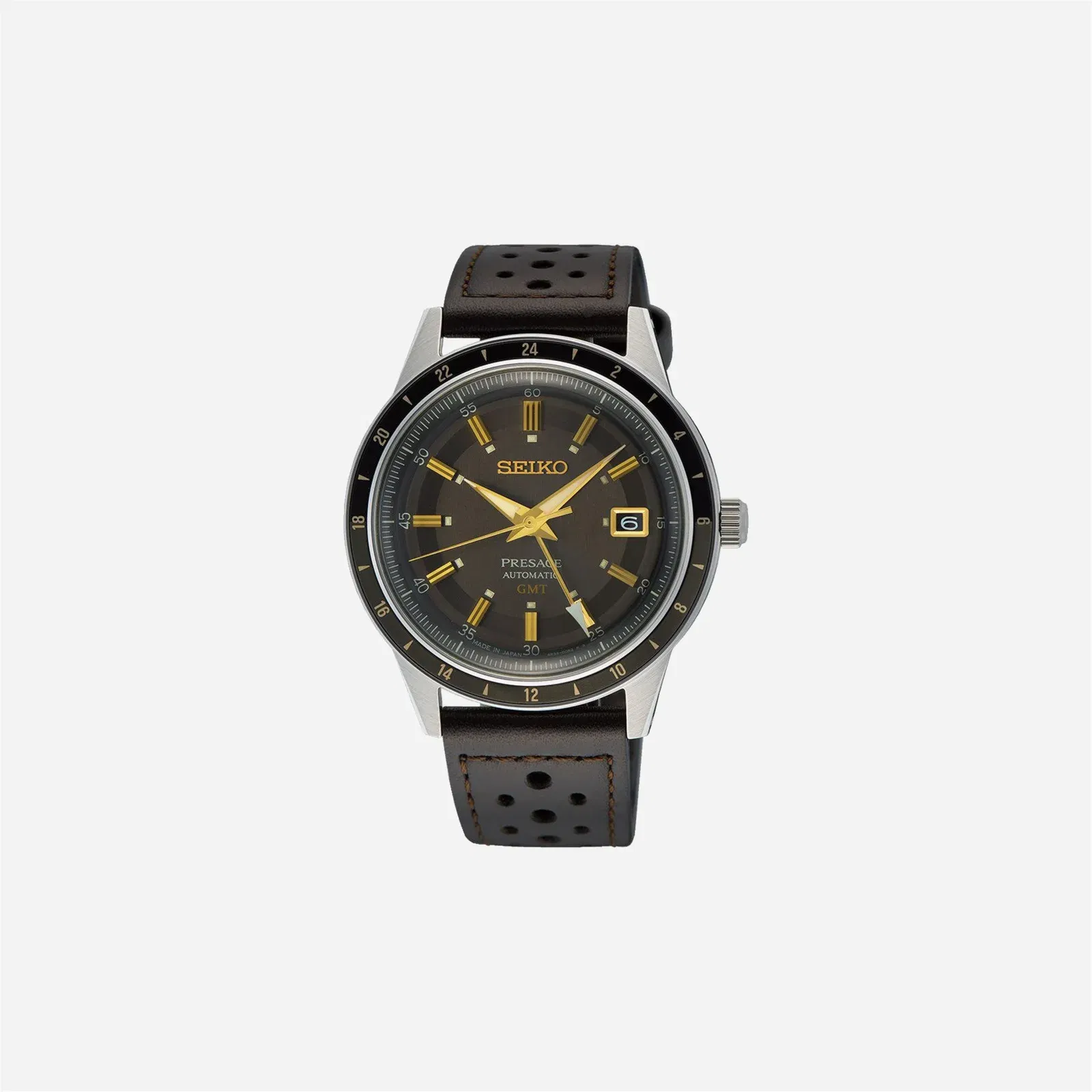 Seiko Presage Style60s Brown Dial Leather Strap Watch - SSK013J1
