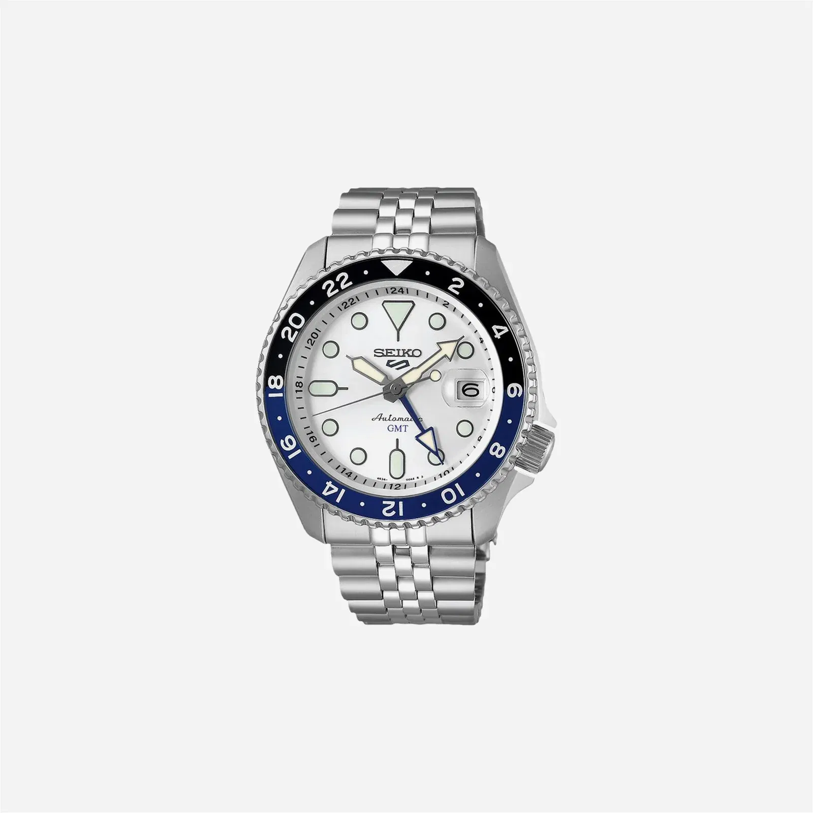 Seiko 5 Sports SKX GMT Sky Blue, Silver Cloud White Dial Stainless Steel Watch - SSK033K1