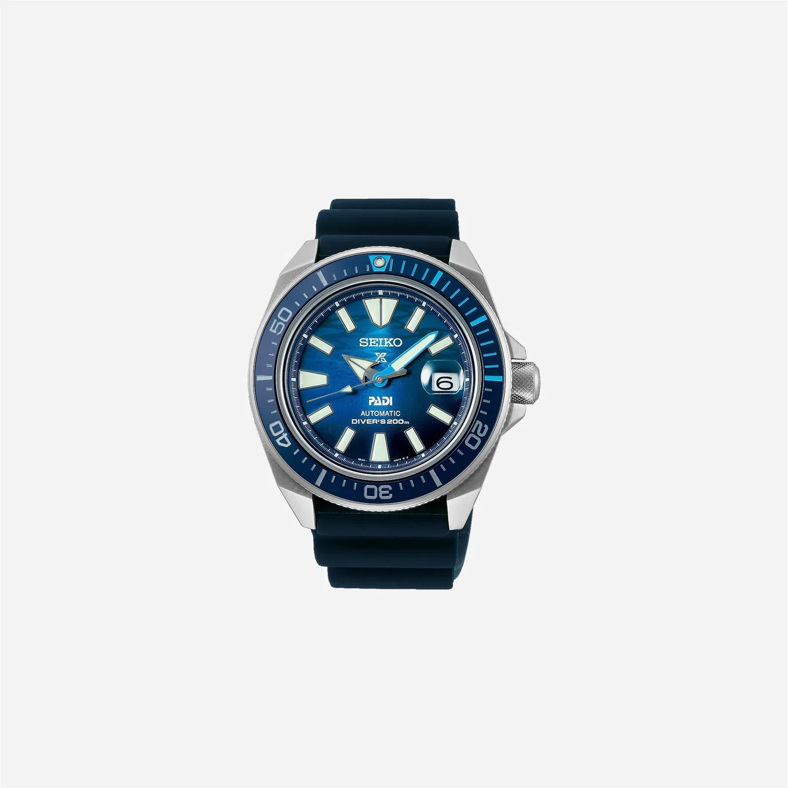 Seiko Prospex Great Blue Samurai Scuba PADI Special Edition Blue Dial Silicon Strap Watch - SRPJ93K1