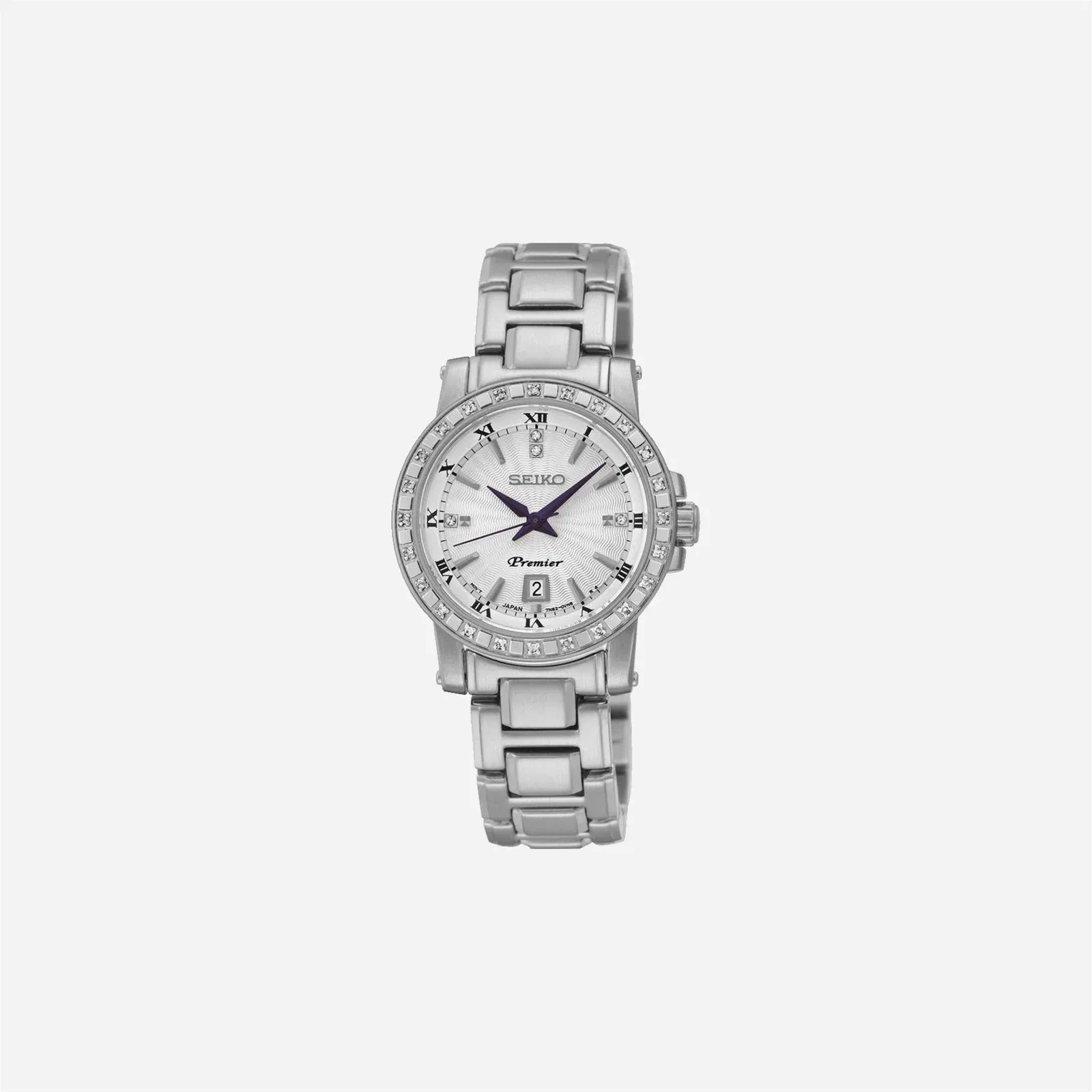 Seiko Premier Date Calendar Roman Numerals Dial Stainless Steel Watch - SXDG57P1