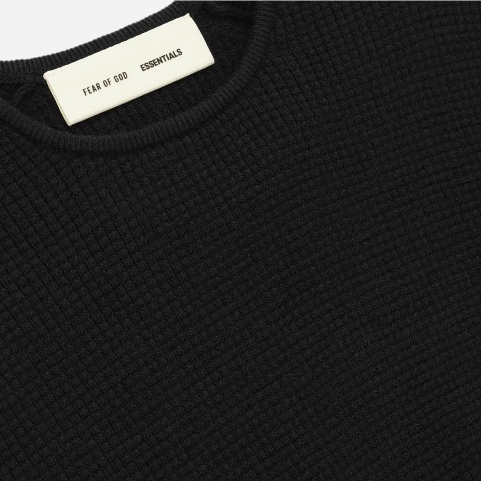 Fear Of God Essentials Womens Waffle Long Sleeve Top Vintage Black