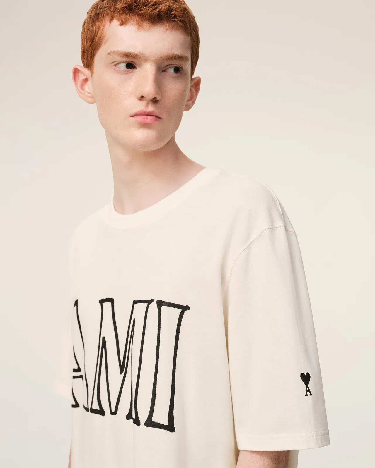 White Cotton Ami Paris Print T-Shirt