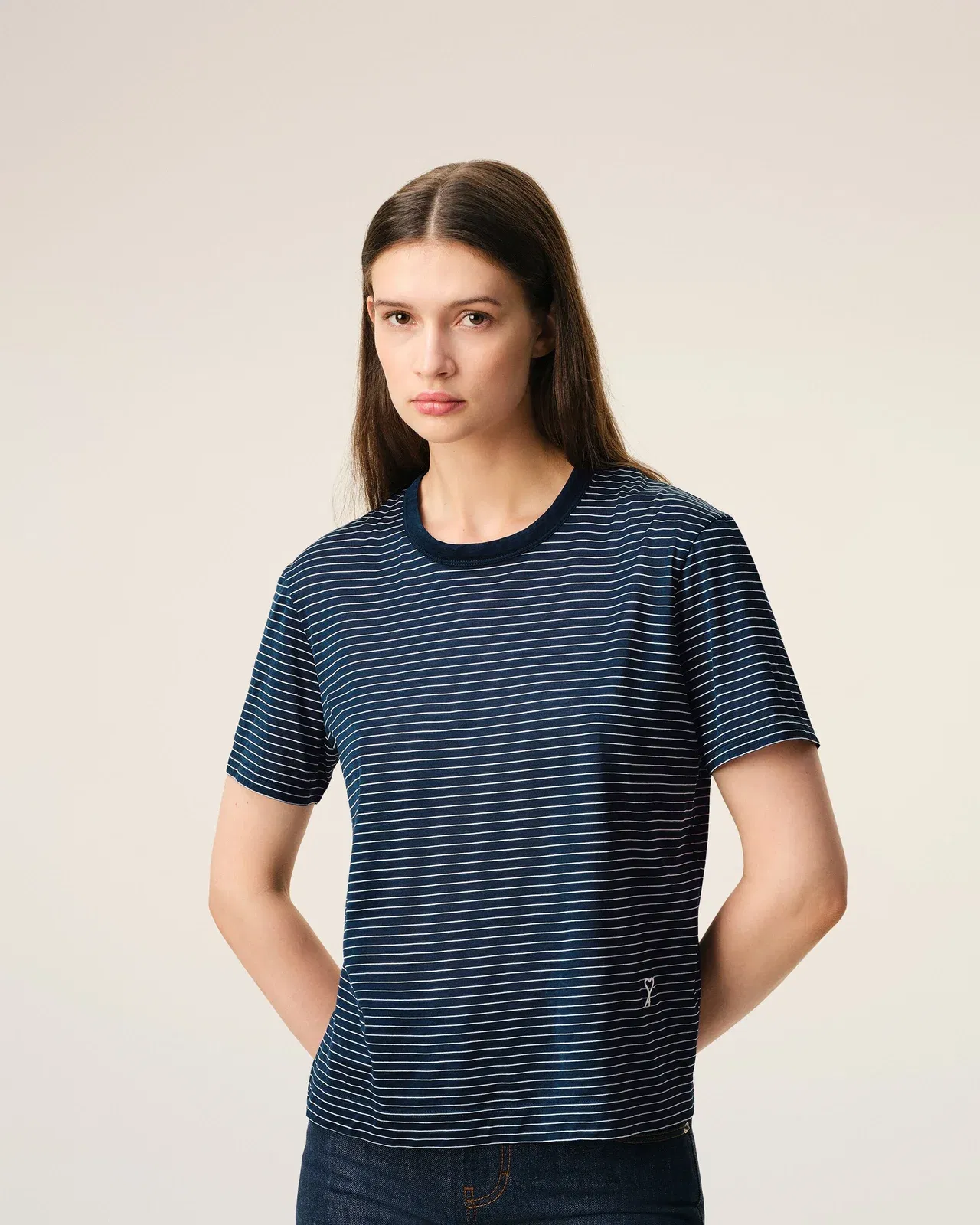 Blue Striped Cotton Ami De Coeur T-Shirt Women's