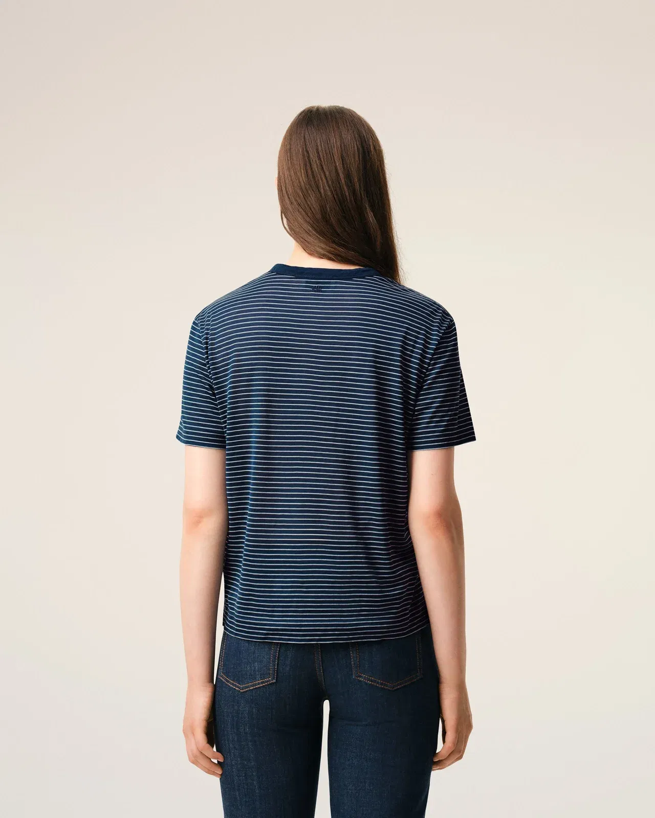 Blue Striped Cotton Ami De Coeur T-Shirt Women's