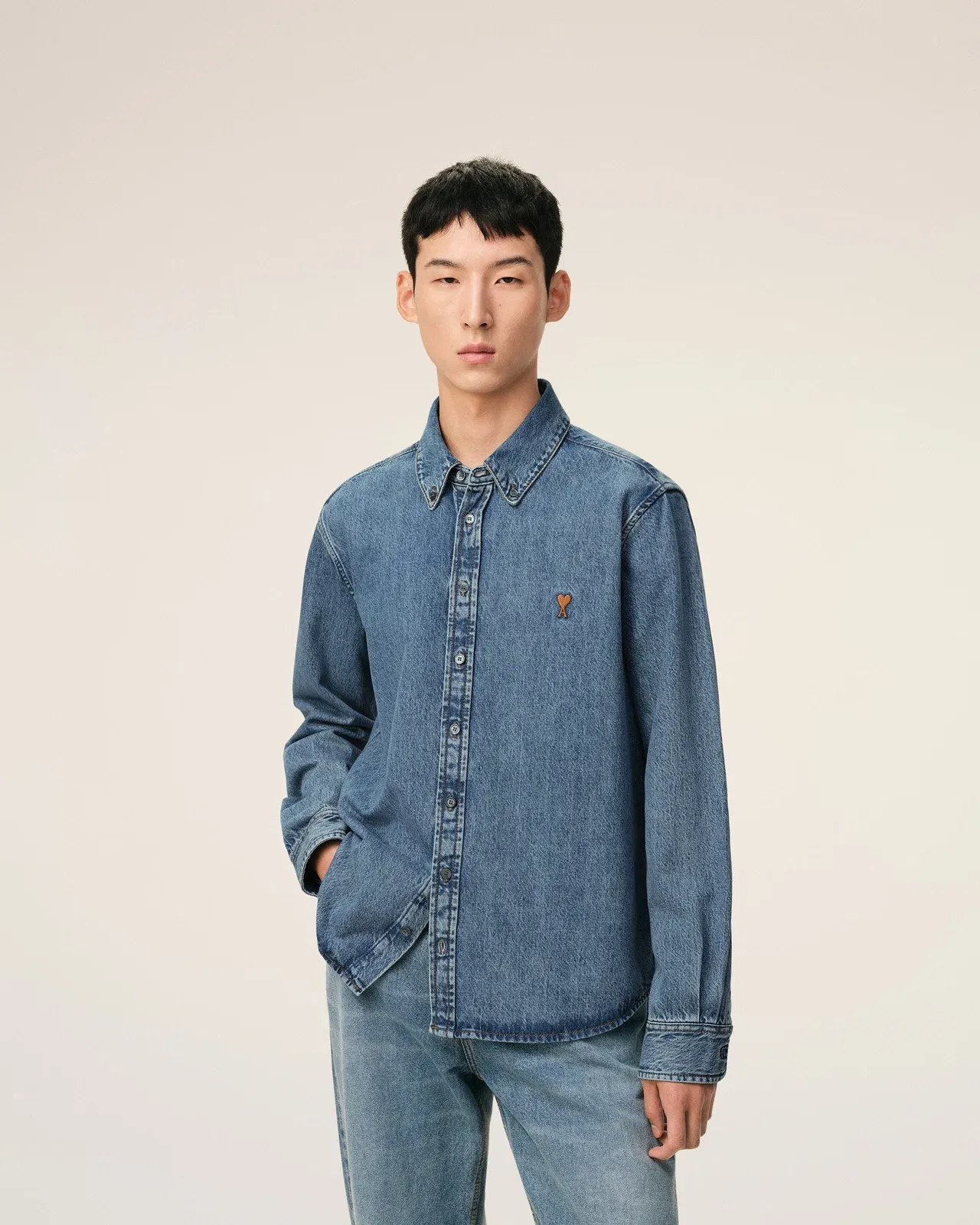 Blue Denim Cotton Ami De Coeur Shirt