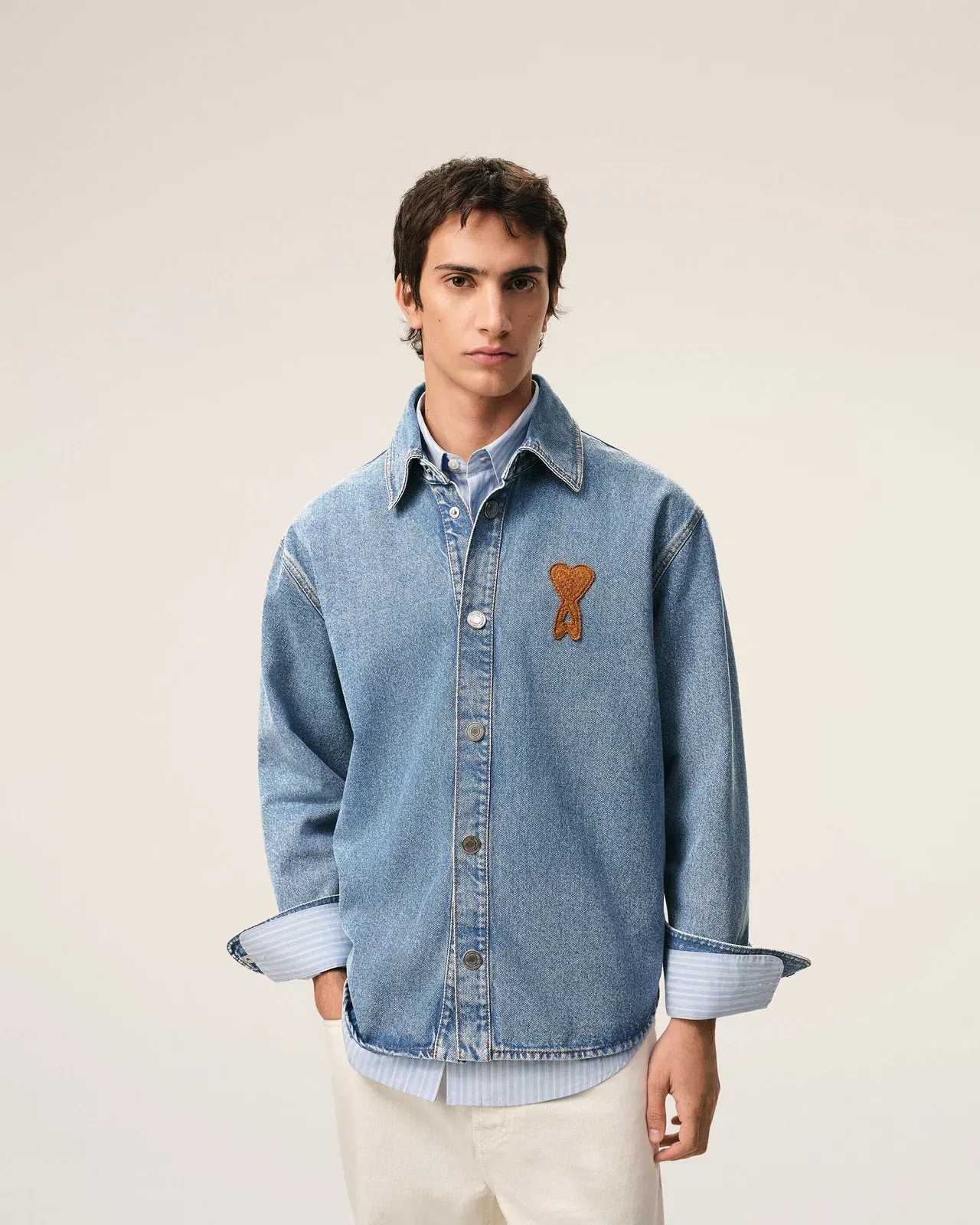 Blue Cotton Knitted Ami De Coeur Overshirt