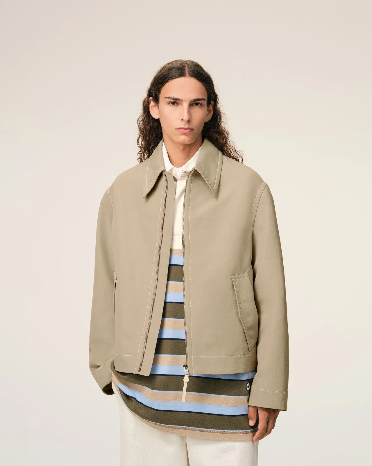 AmiParis Beige Cotton Zipped Jacket