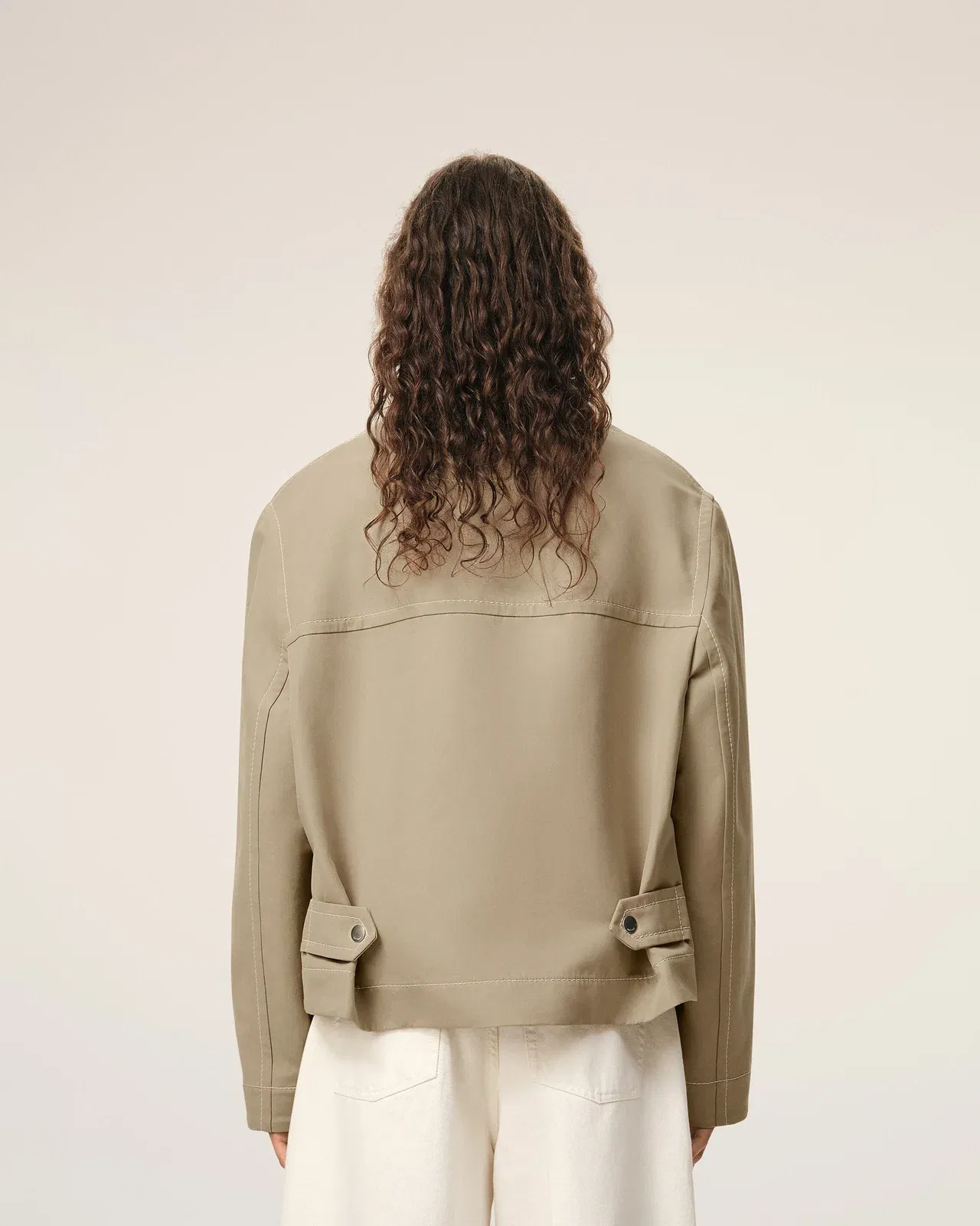 AmiParis Beige Cotton Zipped Jacket