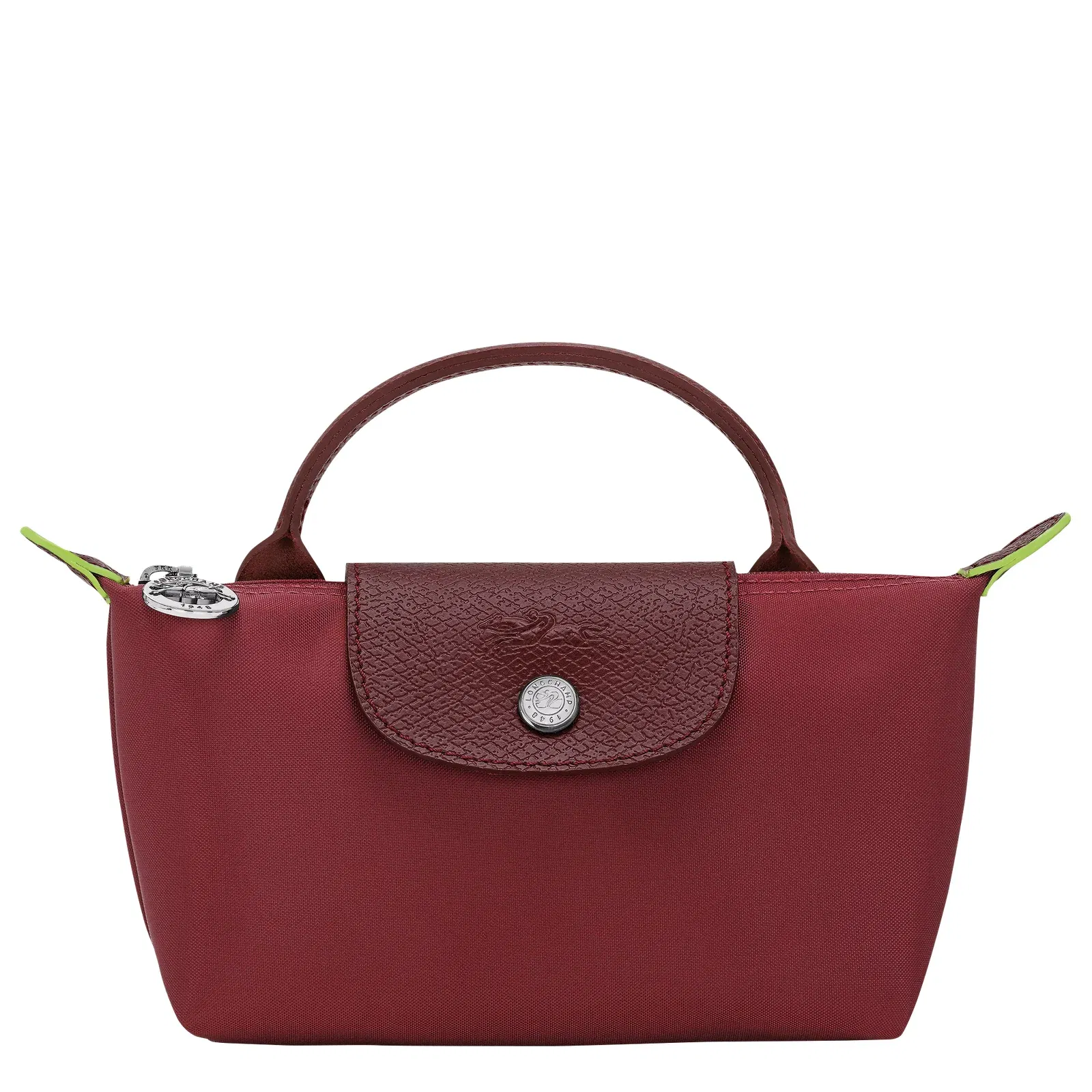 Longchamp Le Pliage Green Pouch with handle Pomegranate