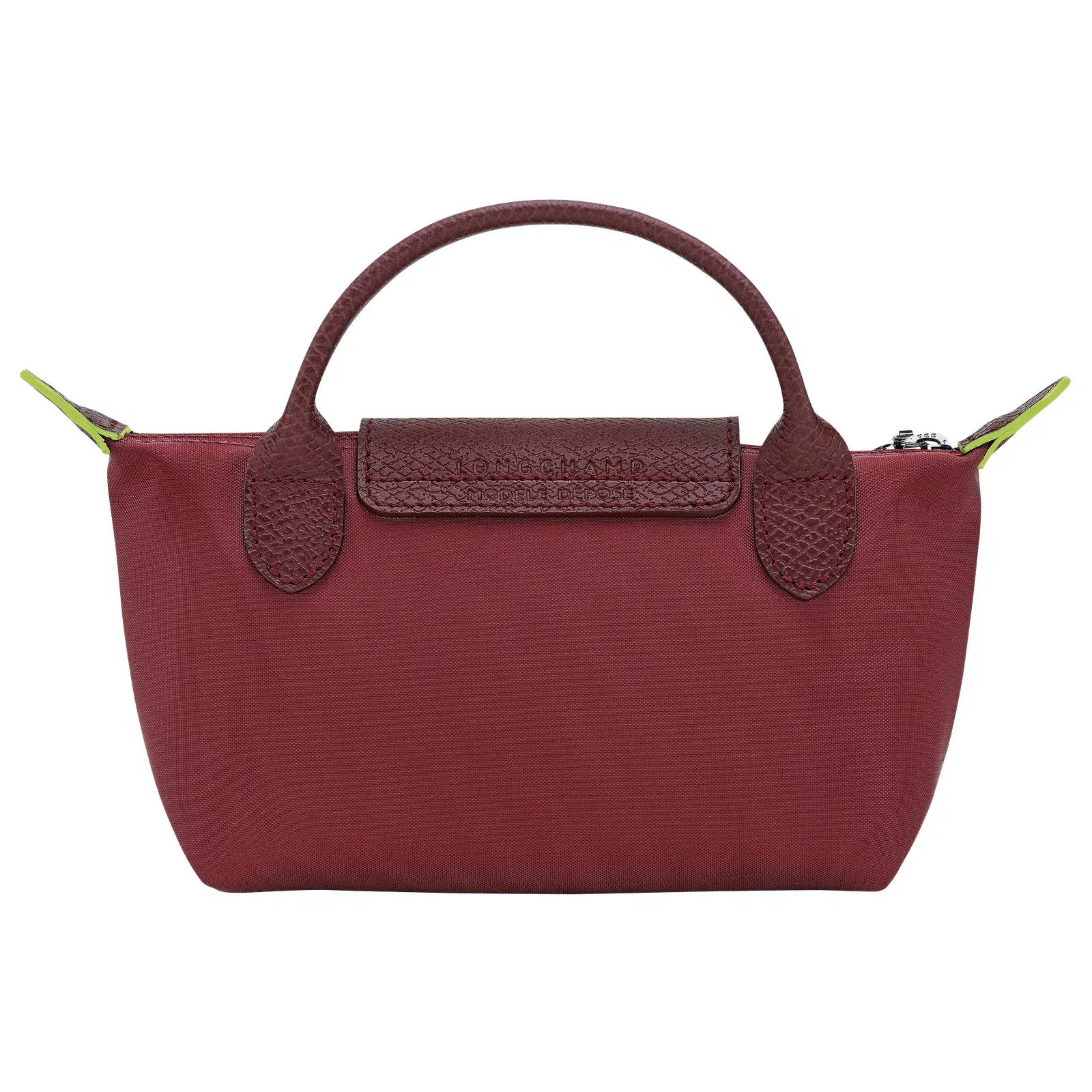 Longchamp Le Pliage Green Pouch with handle Pomegranate