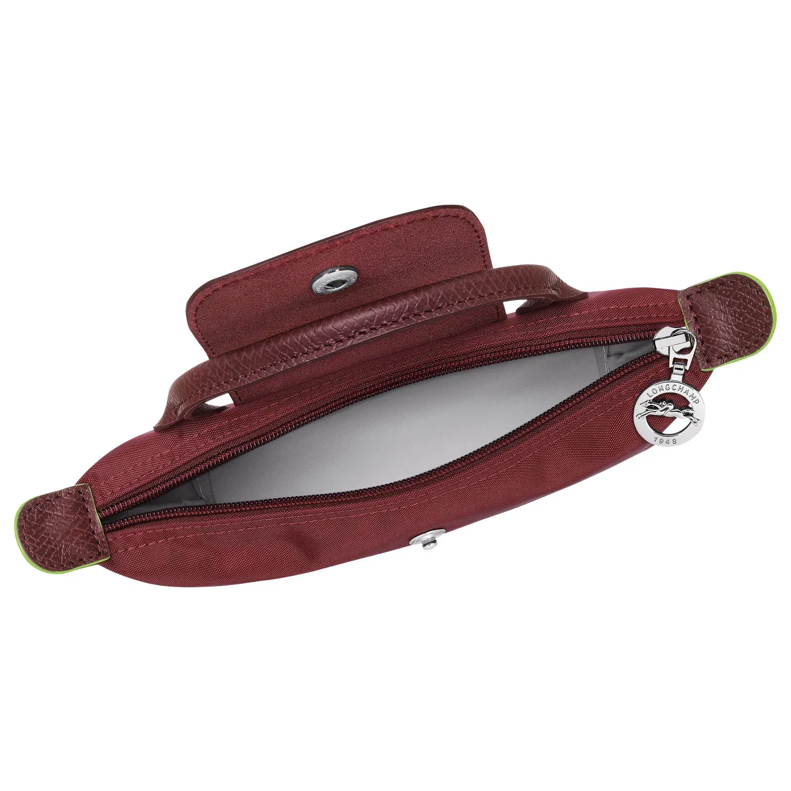 Longchamp Le Pliage Green Pouch with handle Pomegranate