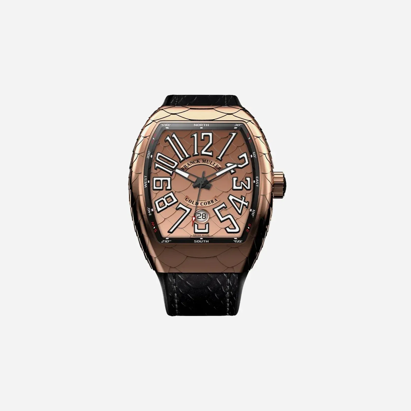 Franck Muller Vanguard Cobra Edition Gold Dial Leather Strap Watch - V 45 SC DT GOLD COBRA (NR)