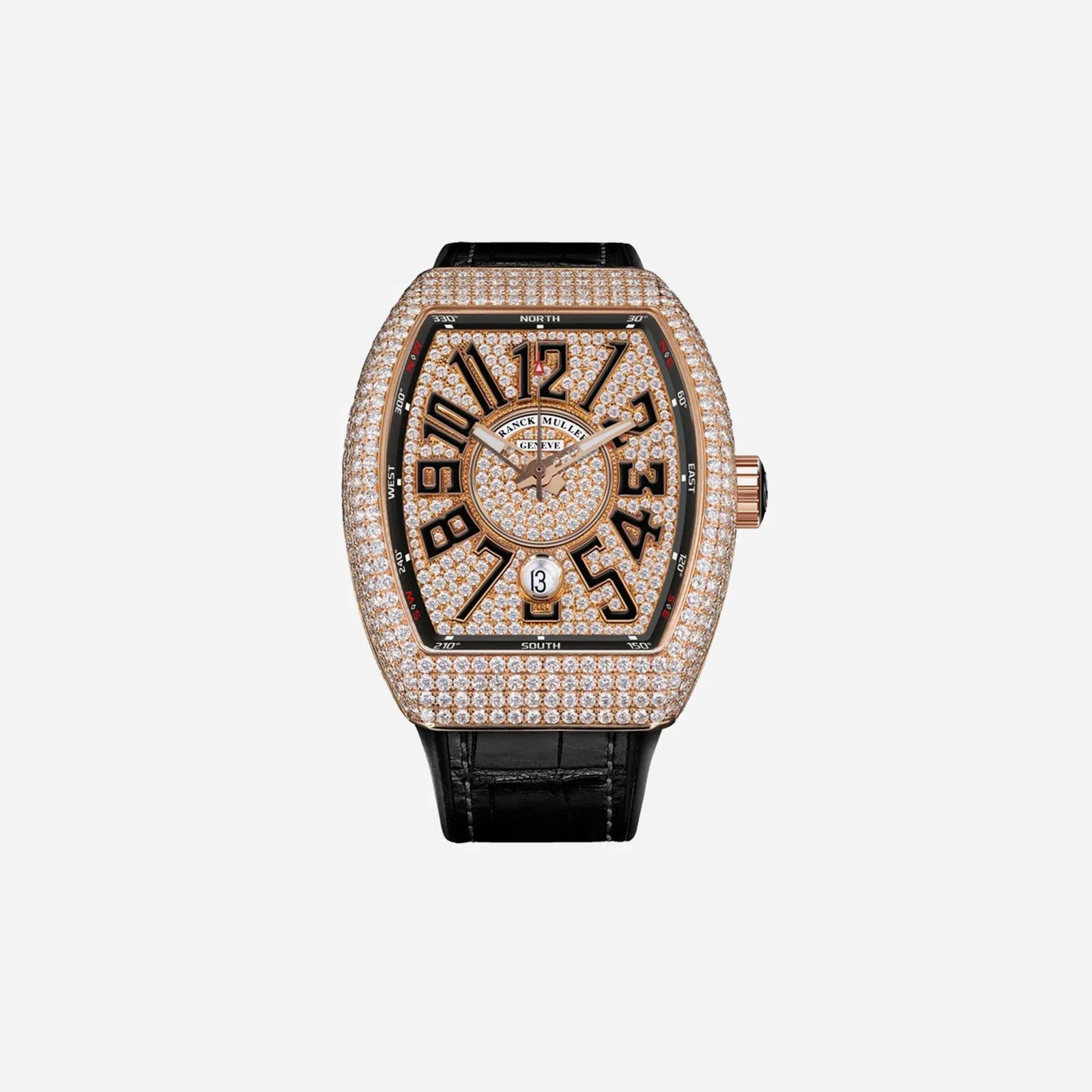 Franck Muller Vanguard Diamonds Dial Leather Strap Watch - V 45 SC DT D CD (NR)5N